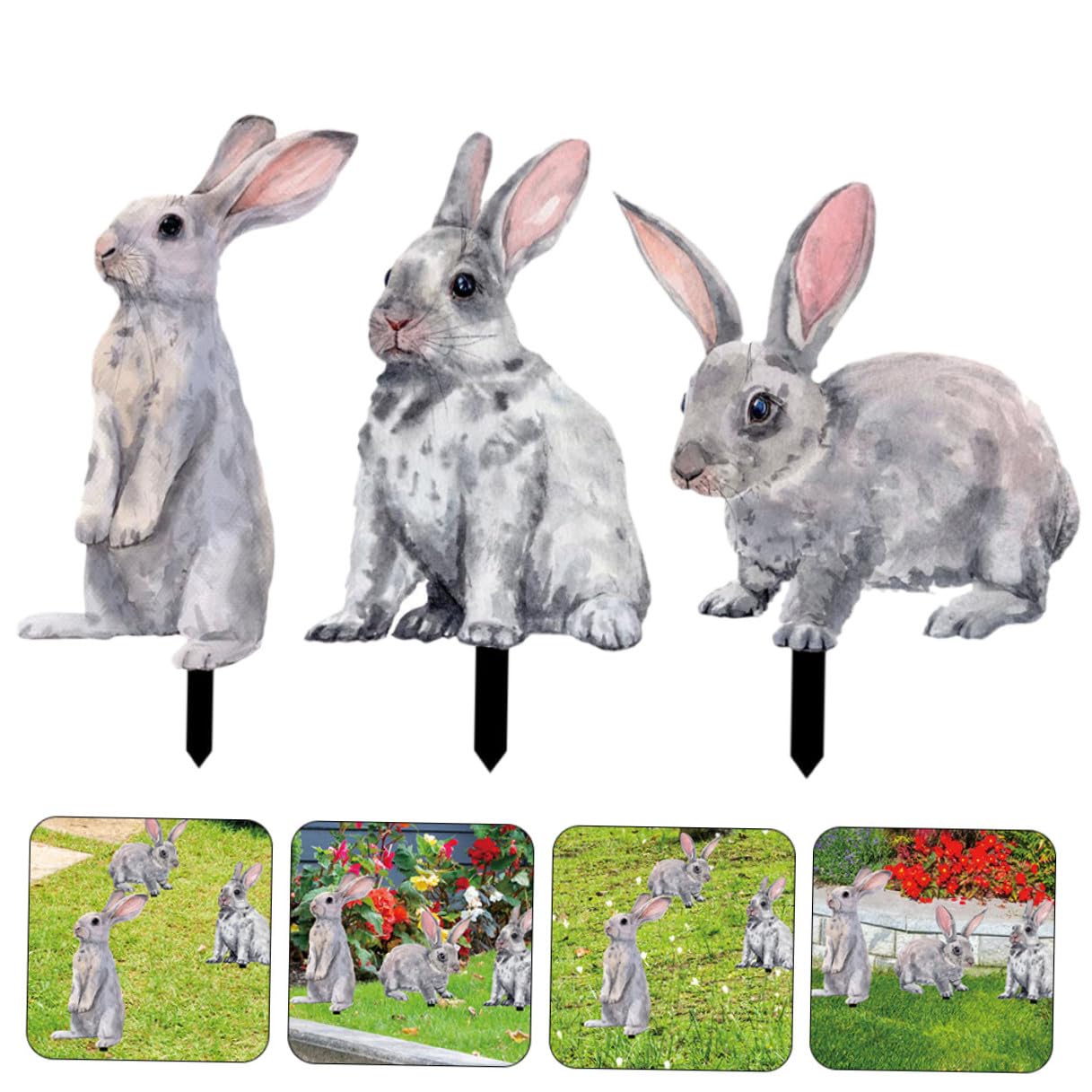 Gatuida 3 Stück Osterhasen Gartenstecker Spitz Zulaufend Hasendekoration für Gartenparty und Terrasse Außendekor