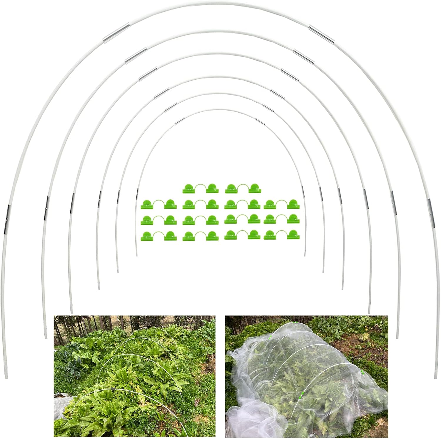 25Pcs Garden Hoops for Netting Raised Bed, Greenhouse Hoops Frame