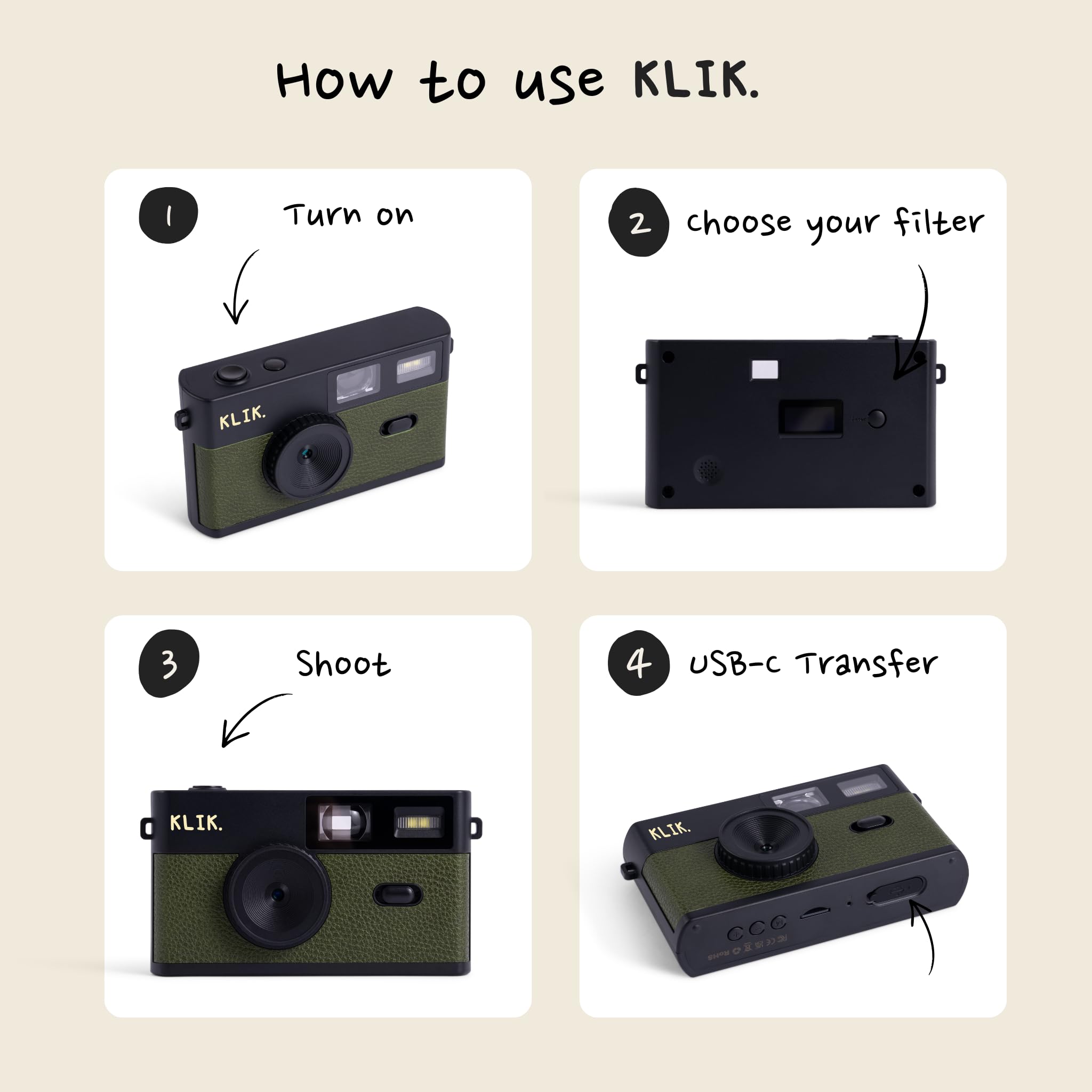 Amazon.com : Klik Screen-Free Digital Camera | Stay Present