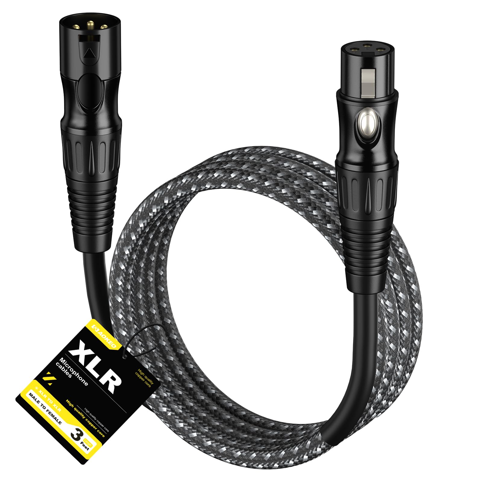 Aokeo XLR Cable 3FT 1 Pack, XLR Male to Female Microphone Cable for Speaker and Audio Setups,All Copper Conductors（1M） Nylon Braided-image-32