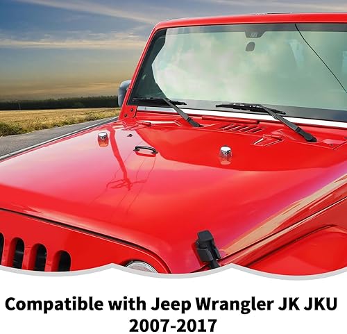 Miniatura 7 de Cubierta de goma para capó del motor, accesorios de decoración para Jeep Wrangler JK JKU 2007-2018, cromo