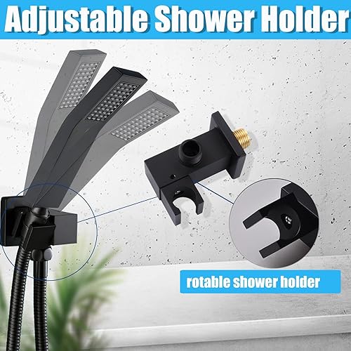 Miniatura 5 de Varita de ducha de mano negra, cabezal de ducha de mano con manguera larga, cabezal de ducha de latón con rociador de mano, soporte de pared