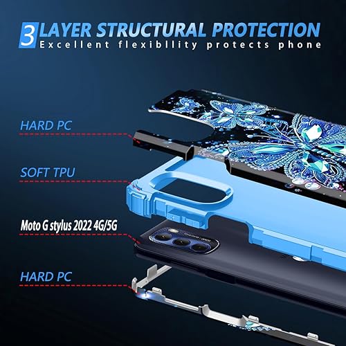 Miniatura 3 de Miqala Funda para Moto G Stylus 2022 5G4G, brillante en la oscuridad, tres capas de plástico duro resistente a prueba de golpes + funda protectora