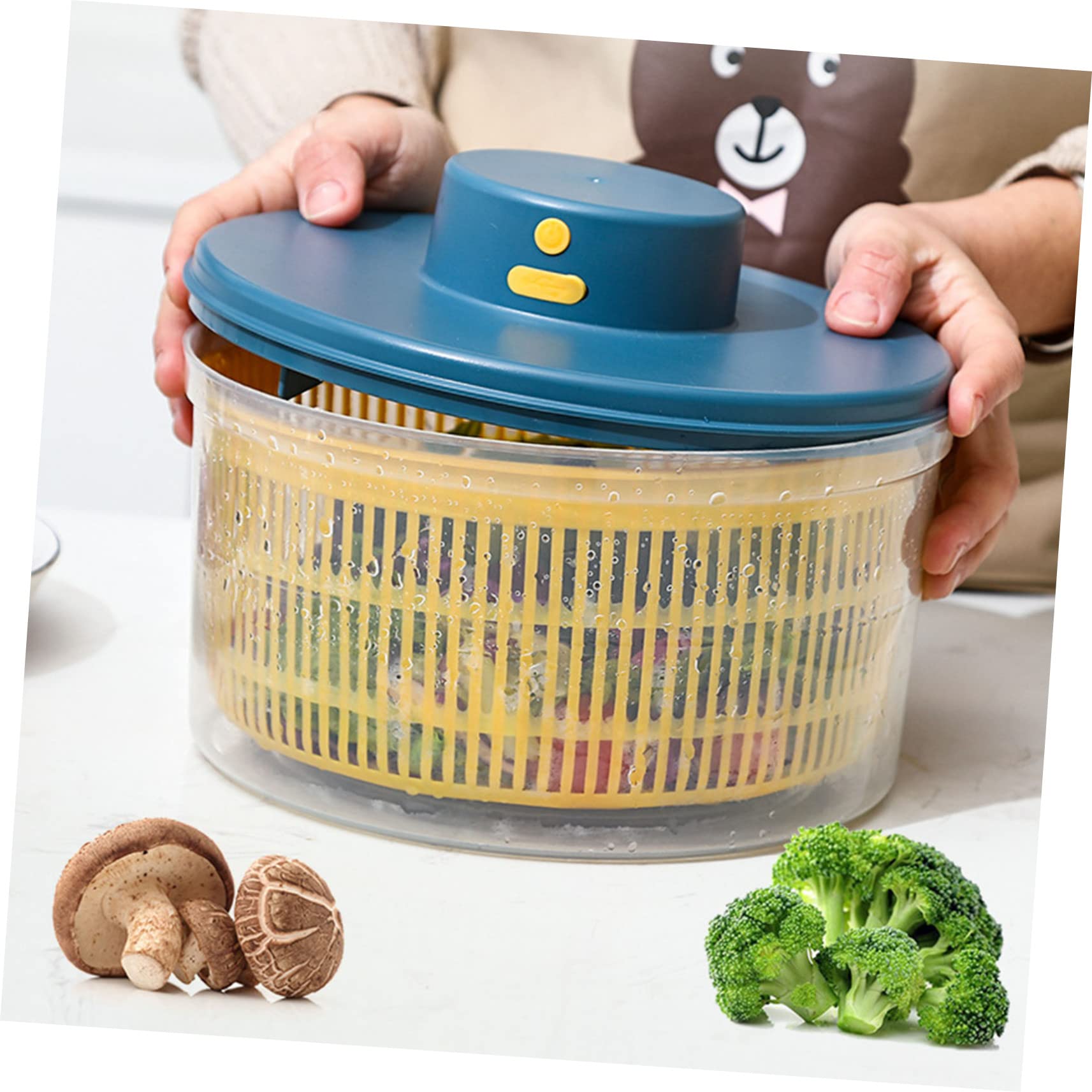 KICHOUSE 1Pc Electric Vegetable Dryer Salad Dehydrator Compact Kitchen Filter Basket Rapid Second Drainage Rechargeable Design for Efficient Food Preparation for Home Restaurant