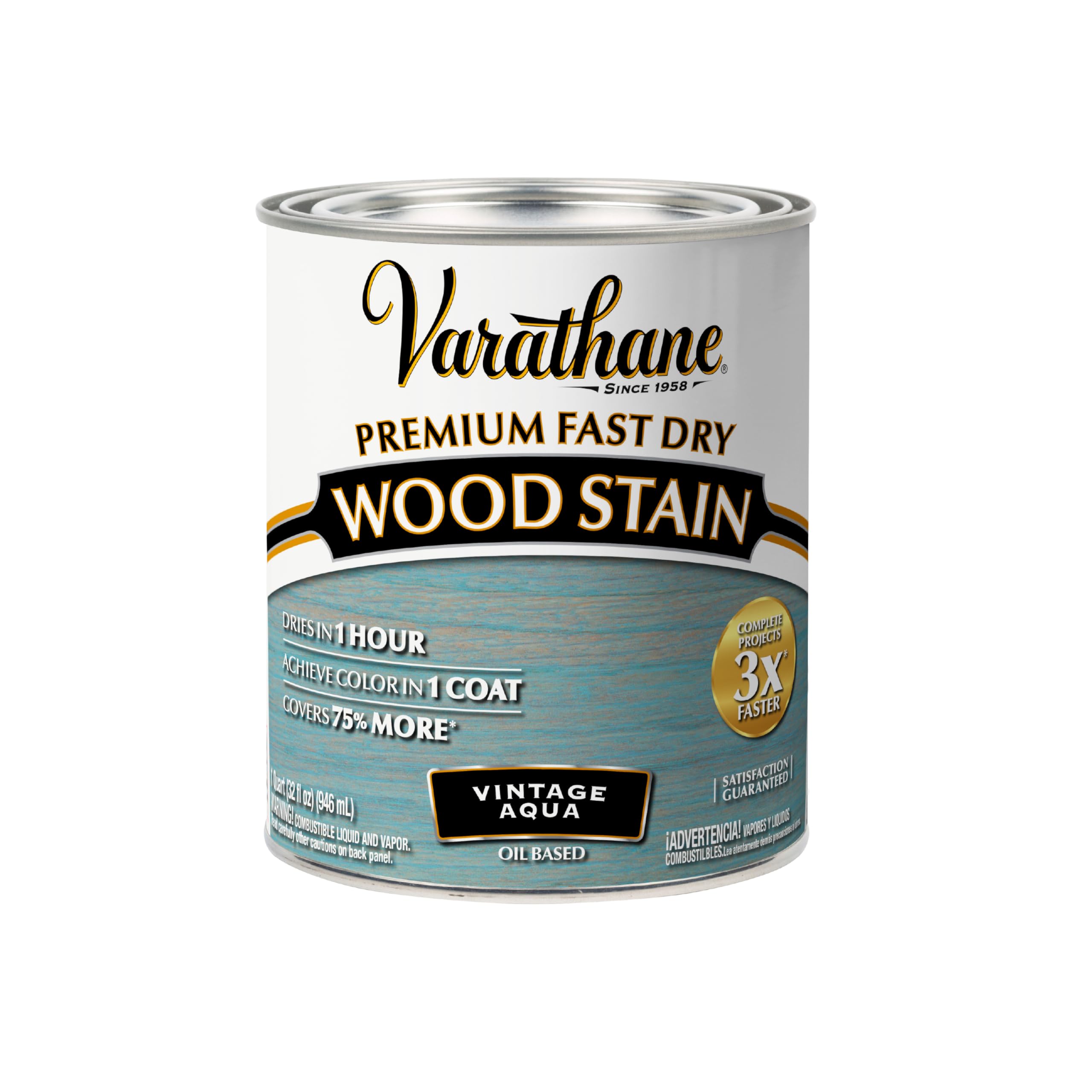 Rust-Oleum Varathane 297427 Premium Fast Dry Wood Stain, Vintage Aqua, (Quart/946ml)