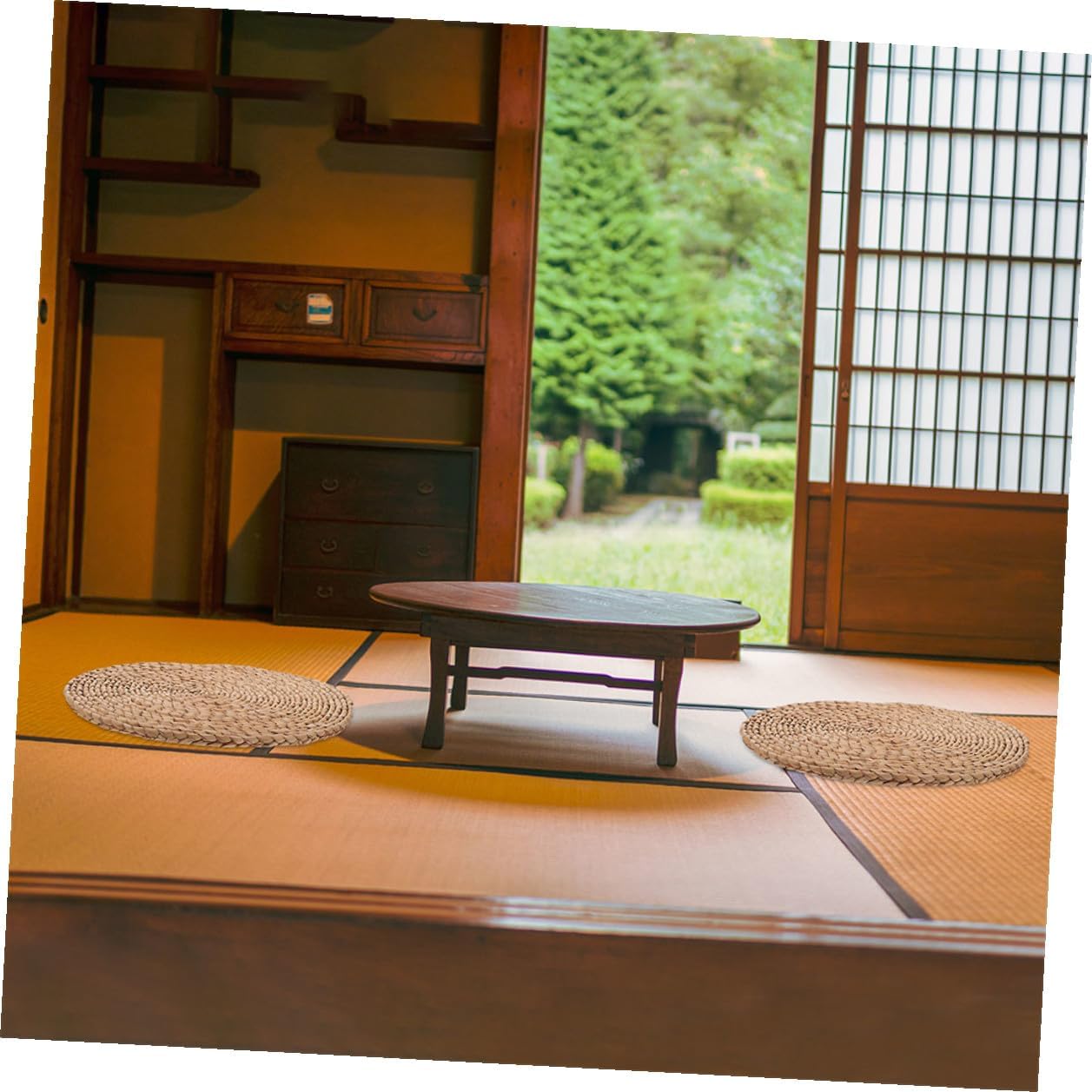 Zerodeko Meditation Cushion Thick 1.5cm Natural Cattail Straw Floor Pillow Woven Tatami Seat Pad for Indoor Meditation and Picnic