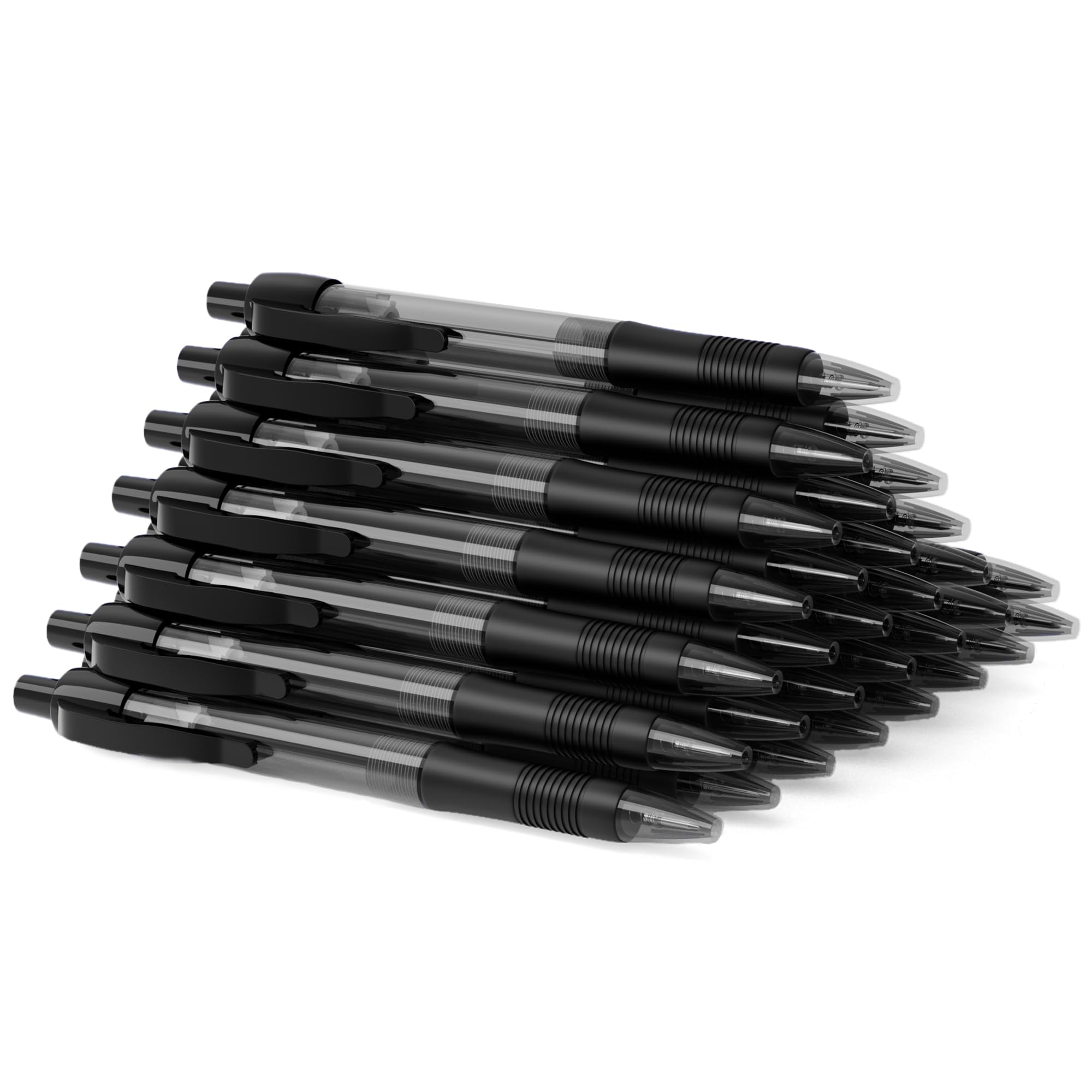 deegtran Pens Bulk, 30 Pack No Bleed Black Ink Click Pens with Soft Grip, Wholesale Retractable Ballpoint Pens for Office School, Medium Point Smooth 1.0MM