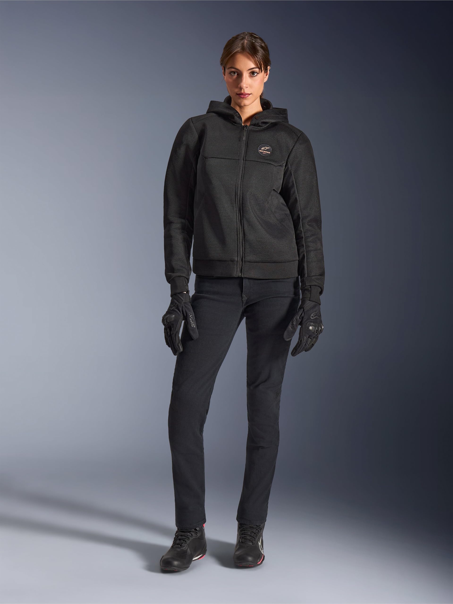 Alpinestars Stella Chrome Superairflow Damska motocyklowa bluza z zamkiem, czarny, XL