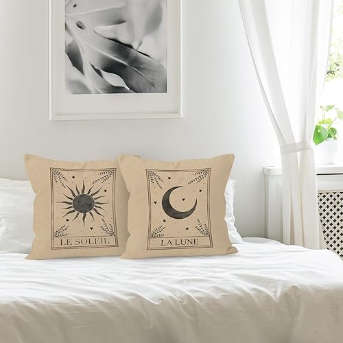 Miniatura 3 de Le Soleil La Luna Tarot Sun and Moon Mystic - Juego de 2 fundas de almohada decorativas, regalos para los amantes del tarot, funda de almohada de