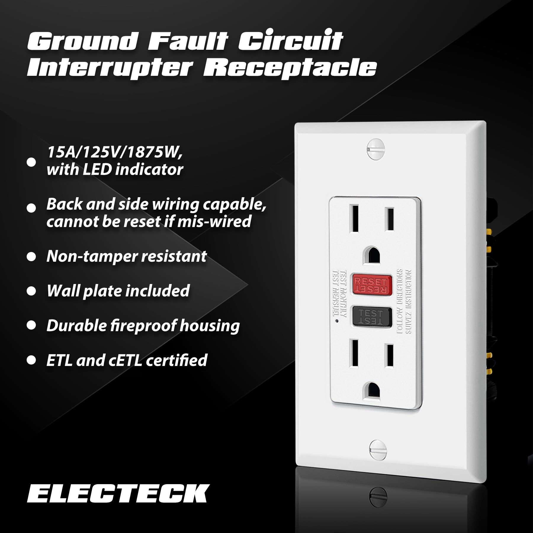 Presa GFCI Da 15A Con Porte USB - 120V A Prova Di Manomissione - Foto 3