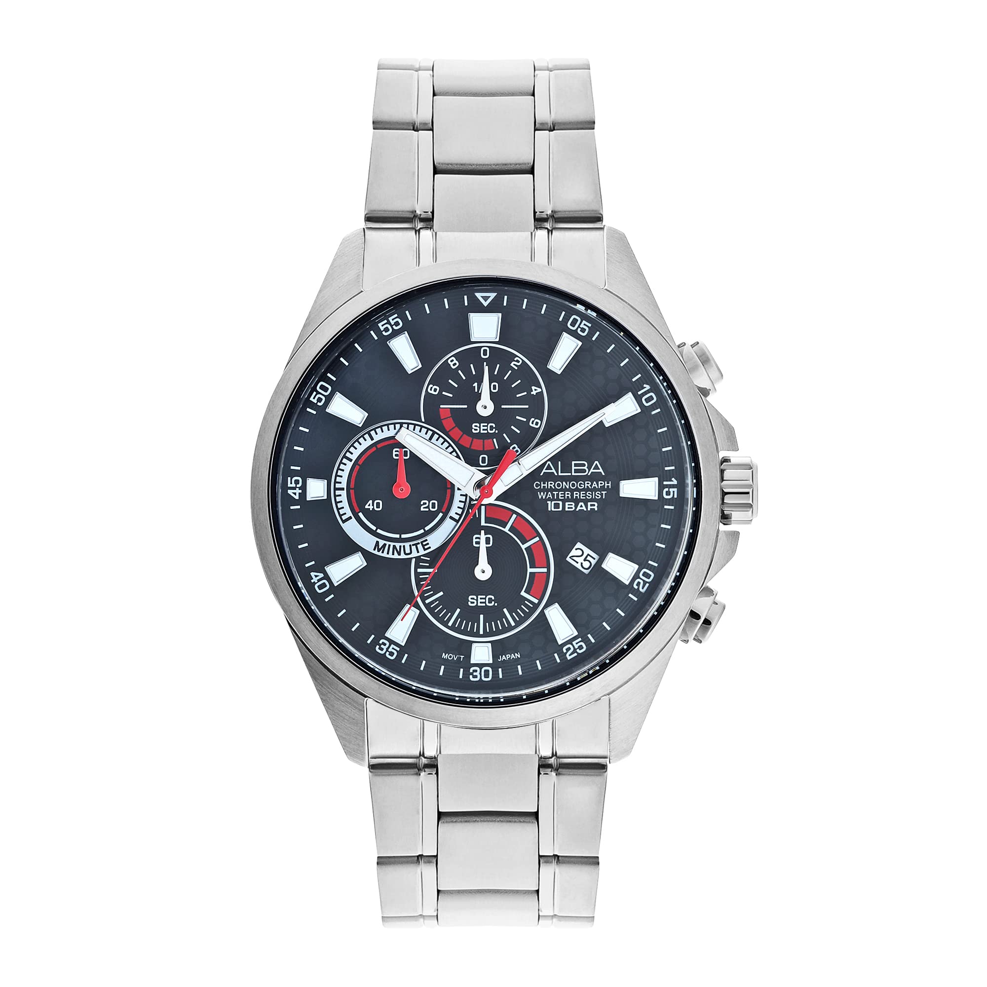 Alba Stainless Steel Men Analog Wristwatch Am3875X1, Black Dial, Silver Band (B0BKFJ32JP) Amazon Price History, Amazon Price Tracker