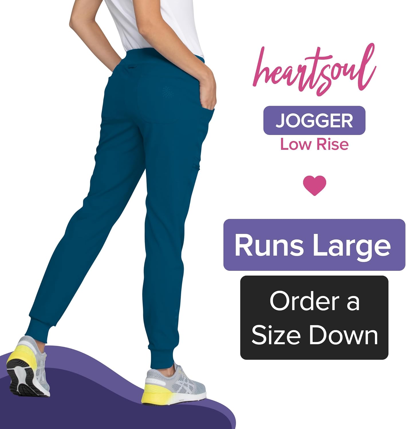 Heartsoul Women's Medical Scrub Jogger Pants Contemporary fit Drawstring waistband Jogger With 5 Pockets - HS030 - Image 3