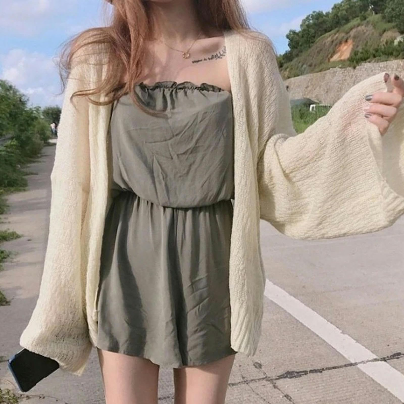 TEidea Cardigan Estivo Donna Chic And Chic: Cardigan in Maglia da Donna Estiva Femminile, vestibilità Sciolta, Una Taglia