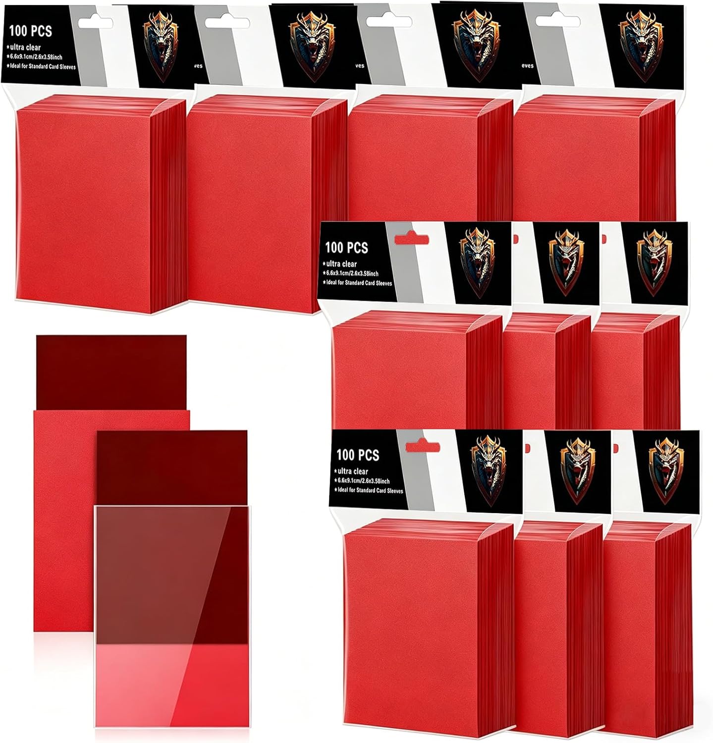 1000 Count Card Sleeves for Trading Cards,Red Color Deck Card Sleeve,Premium Matte Standard Size Card Protectors for MTG,CCG,LCG,TCG Playing Game Cards, Football Card,Sports Cards (Red&Dark)