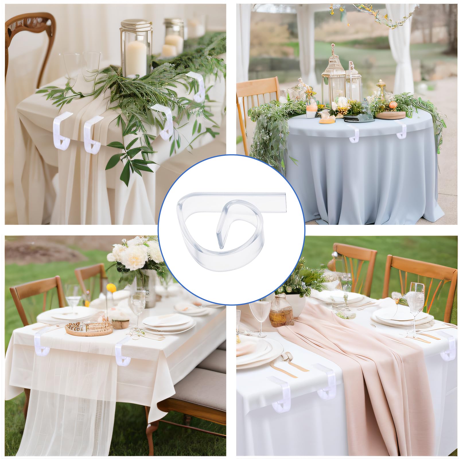 Lot de 12 pinces à nappe transparentes en plastique pour l'extérieur Noël mariage pique-nique