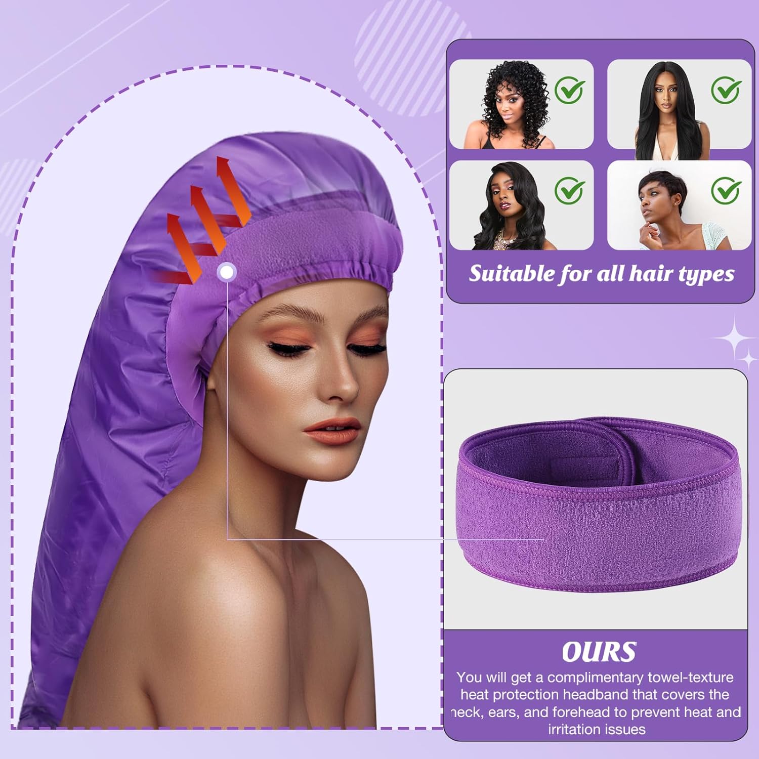Headband Elegant Soft Bonnet Hood Hair Dryer Bonnet Hood Hair