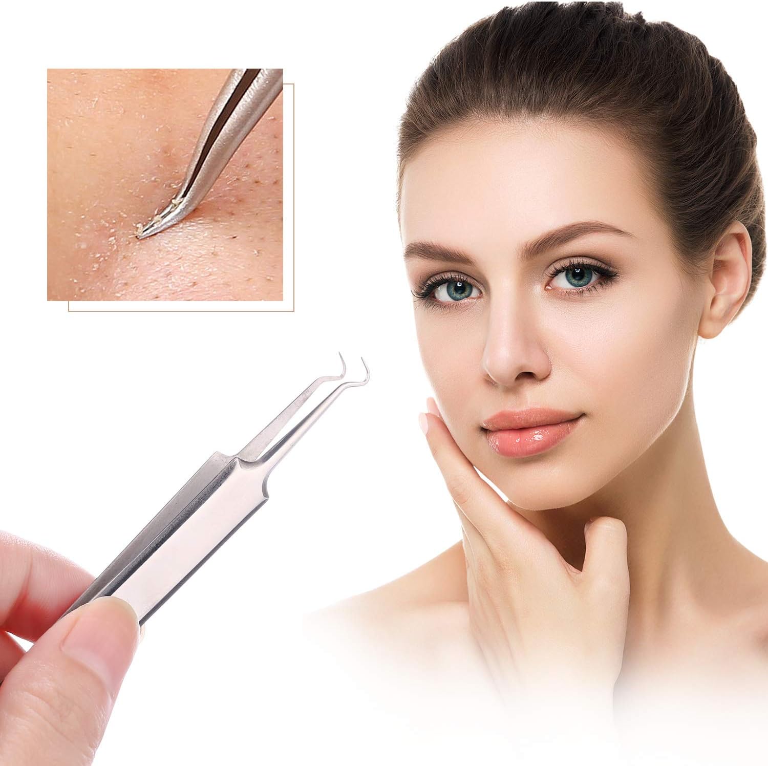 Blackhead Remover Comedone Extractor, 3 in 1 Professional Stainless Skin Zit Acne Blemish Whitehead Popping Removing Surgical Tools Set, Silver