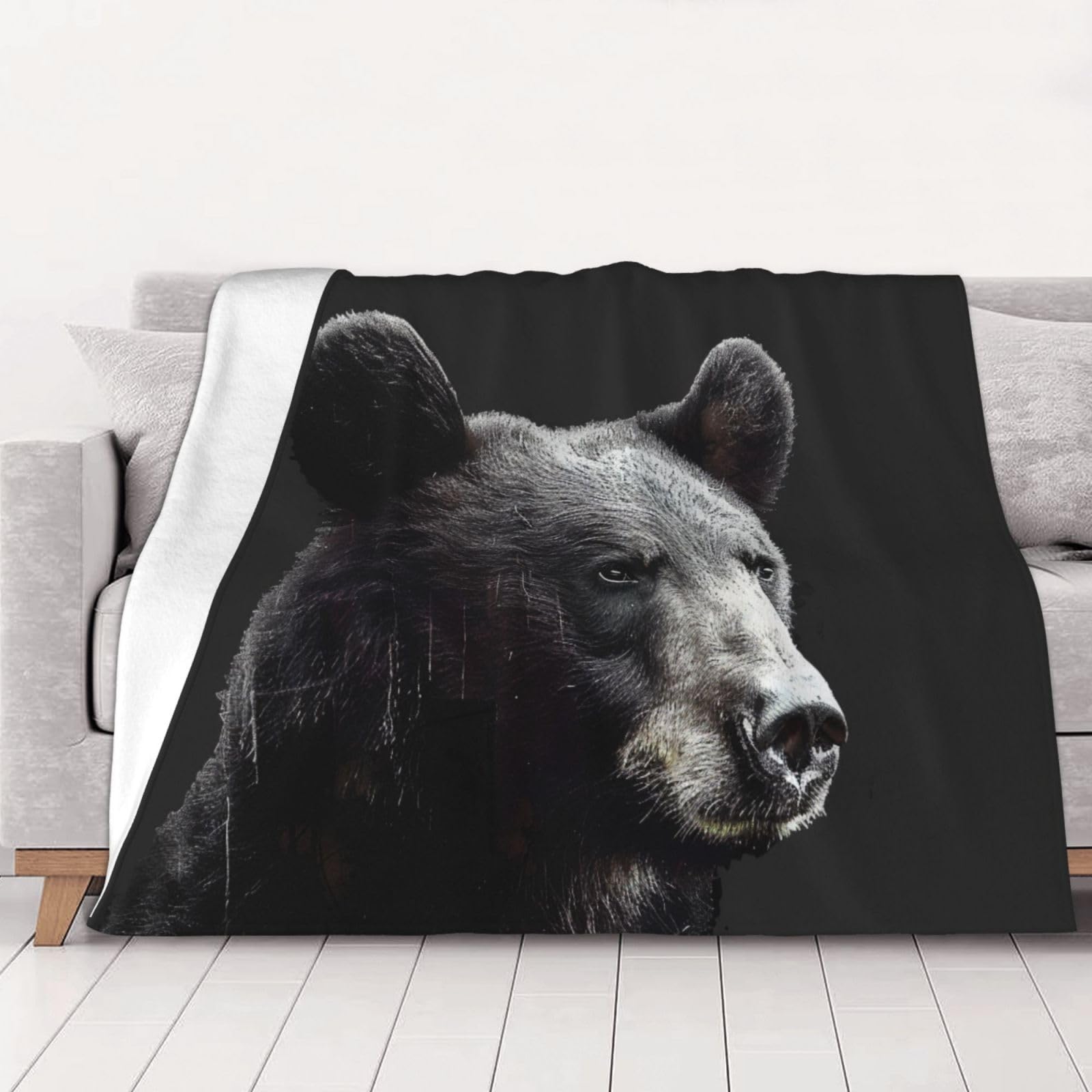 AUBKFELD Bear Printed Flannel Blanket 125x100 CM, Soft & Warm Throw Blanket for Sofa/Couch/Bed/Car, Gifts for Audlts Women Men