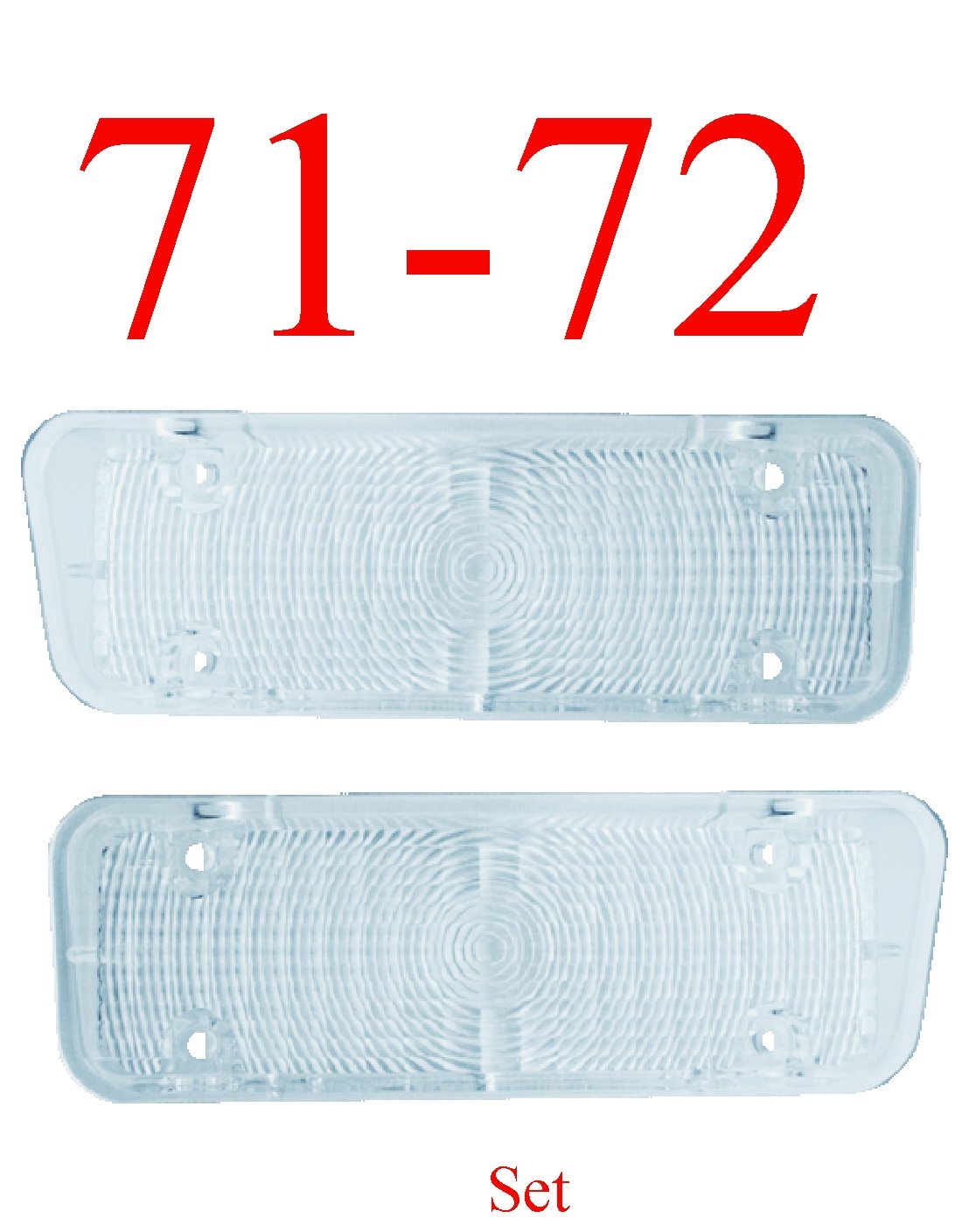71-72 Chevy 2Pc Clear Parking Light Set L&R