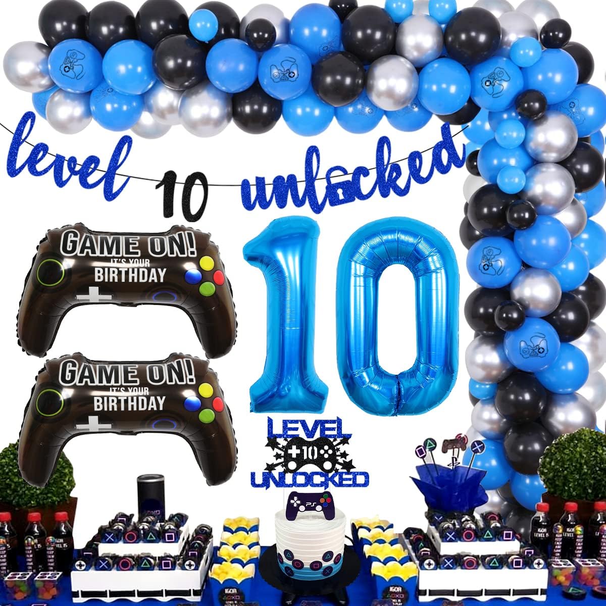 Video Game 10th Birthday Party Decorations for Boys, Level