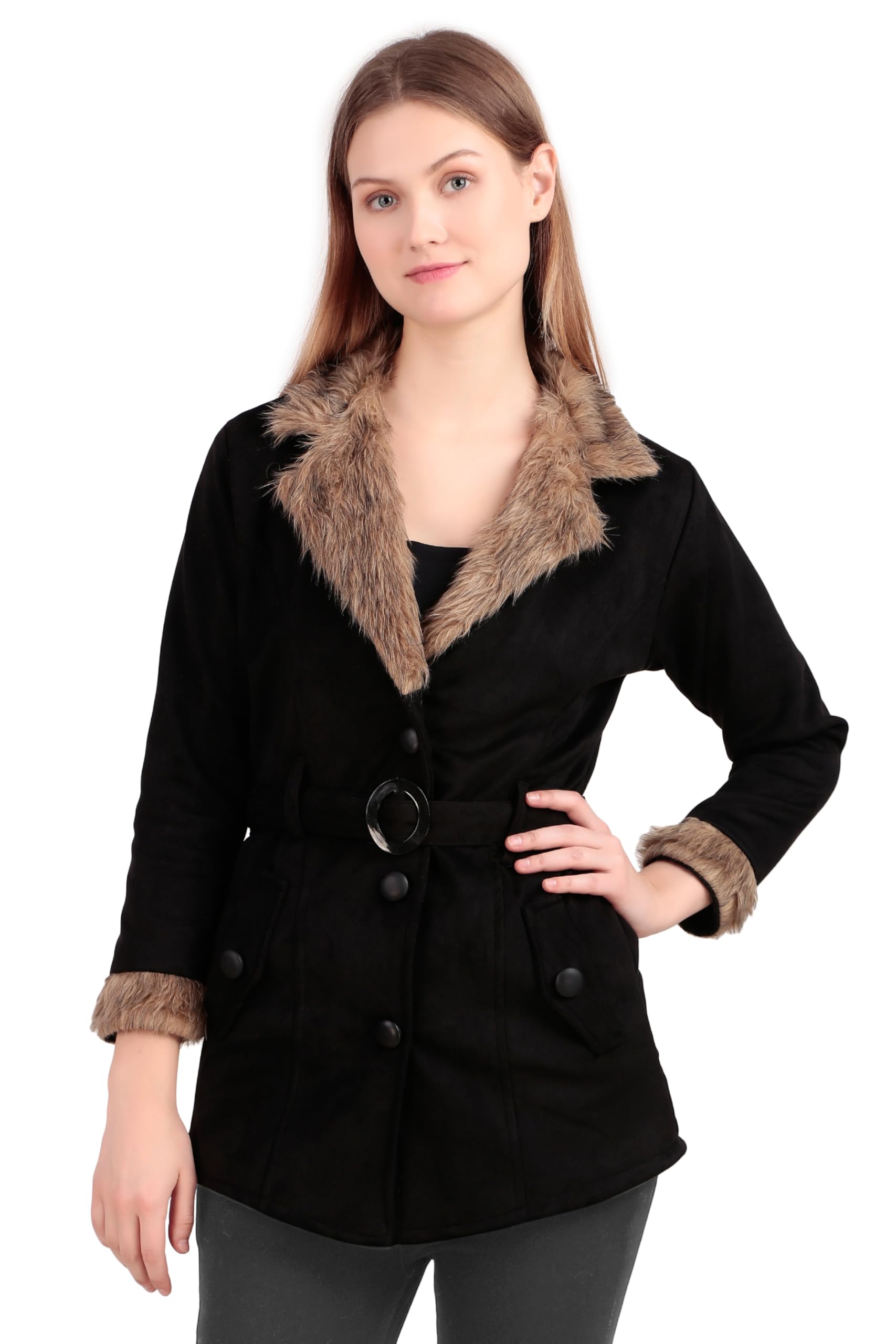 oriex the original fashion Women Fur Jacket Full Sleeves With Belt-82-picture-50