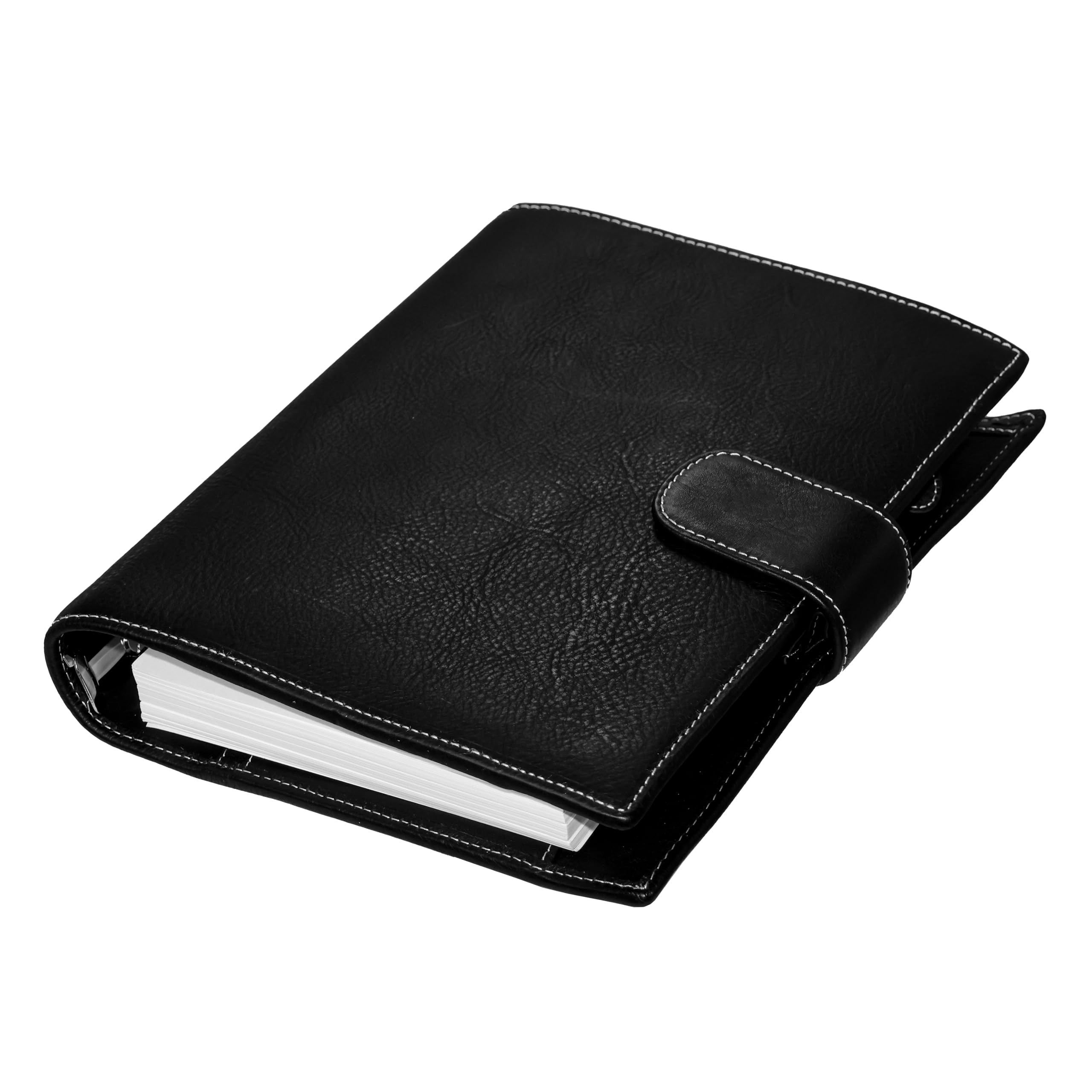 Burxxong A5 Organizer Minerva Box Genuine Leather Journal Notebook,Stalogy Rings Planner Pocket size Notebook with 25MM Binder Mini Agenda Diary (Black)