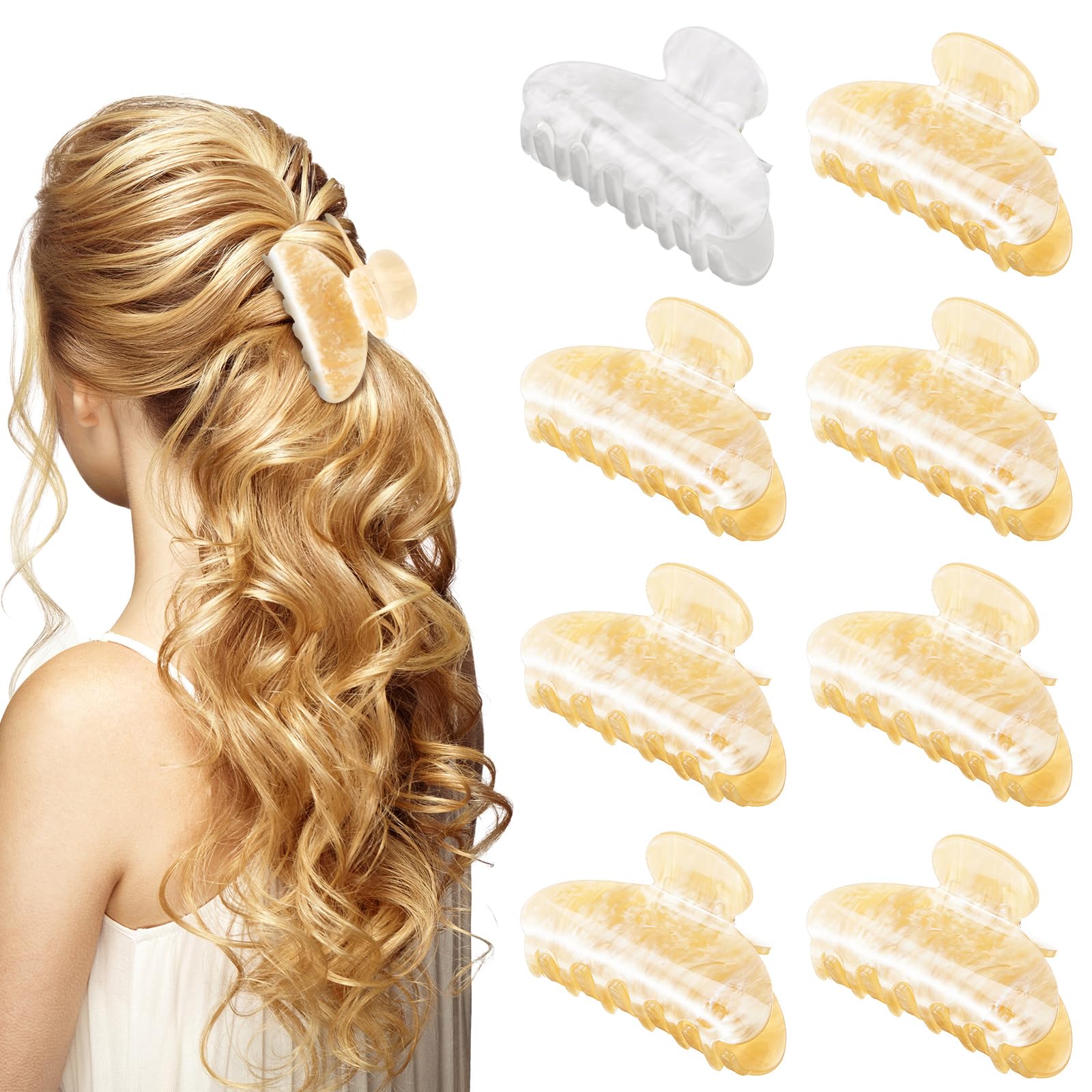 Photo 1 of Yuxung 8 Pack Bridesmaid Proposal Gifts Acrylic Hair Claw Clips 3.3 Inch Cute Claw Clips Barrettes Bachelorette Party Wedding Bridal Bridesmaid Women Girls Hair Accessories (White&yellow)
