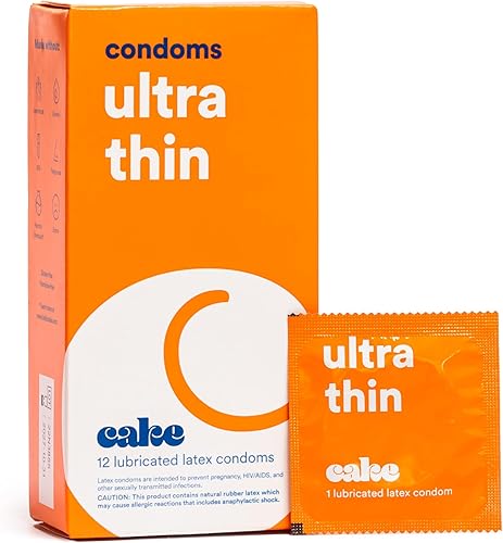 Hello Cake - Condones ultrafinos látex natural lubricado Preservativos para hombres para un ajuste natural sin BPA sin fragancia sin glicerina 12