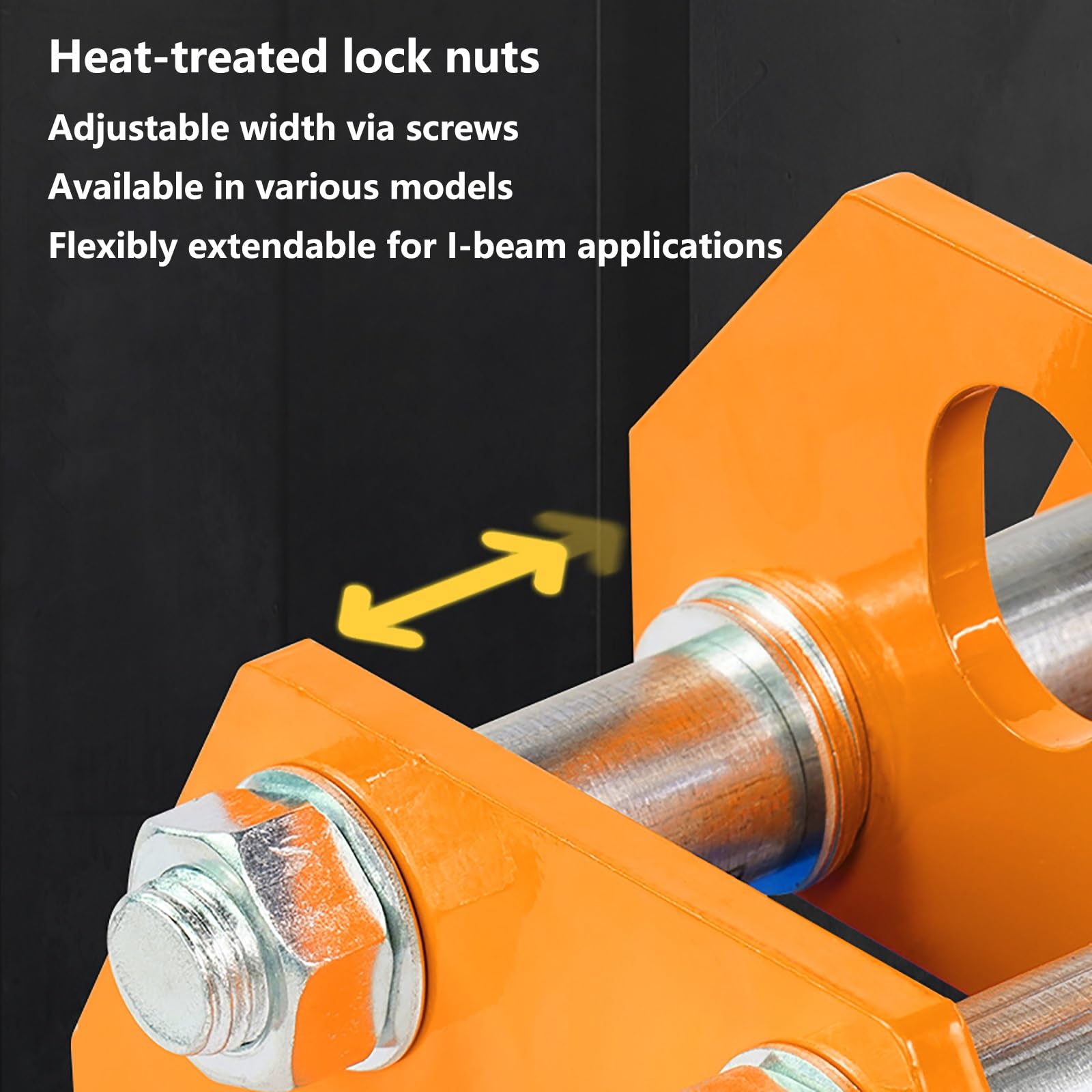 Wózek ręczny ze stali o pojemności od 2200 do 6600 funtów, z podwójnym łożyskiem i regulowaną szerokością kołnierza, do zakrzywionych i prostych belek (6600 funtów)