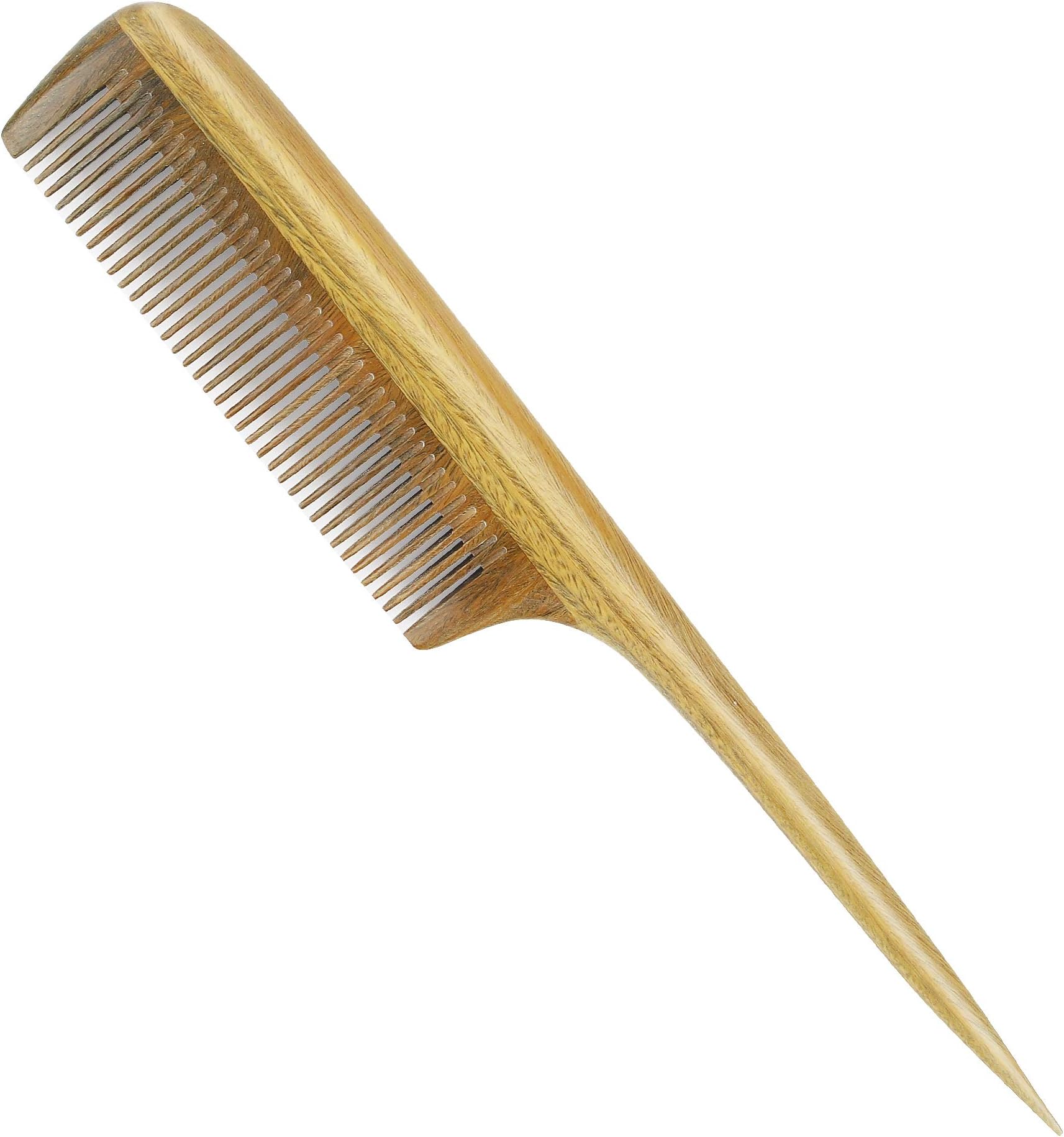 OnedorHandmade 100% Natural Green Sandalwood Hair Combs - Anti-Static Sandalwood Scent Natural Hair Detangler Wooden Comb (Fine Tooth Tail Comb)