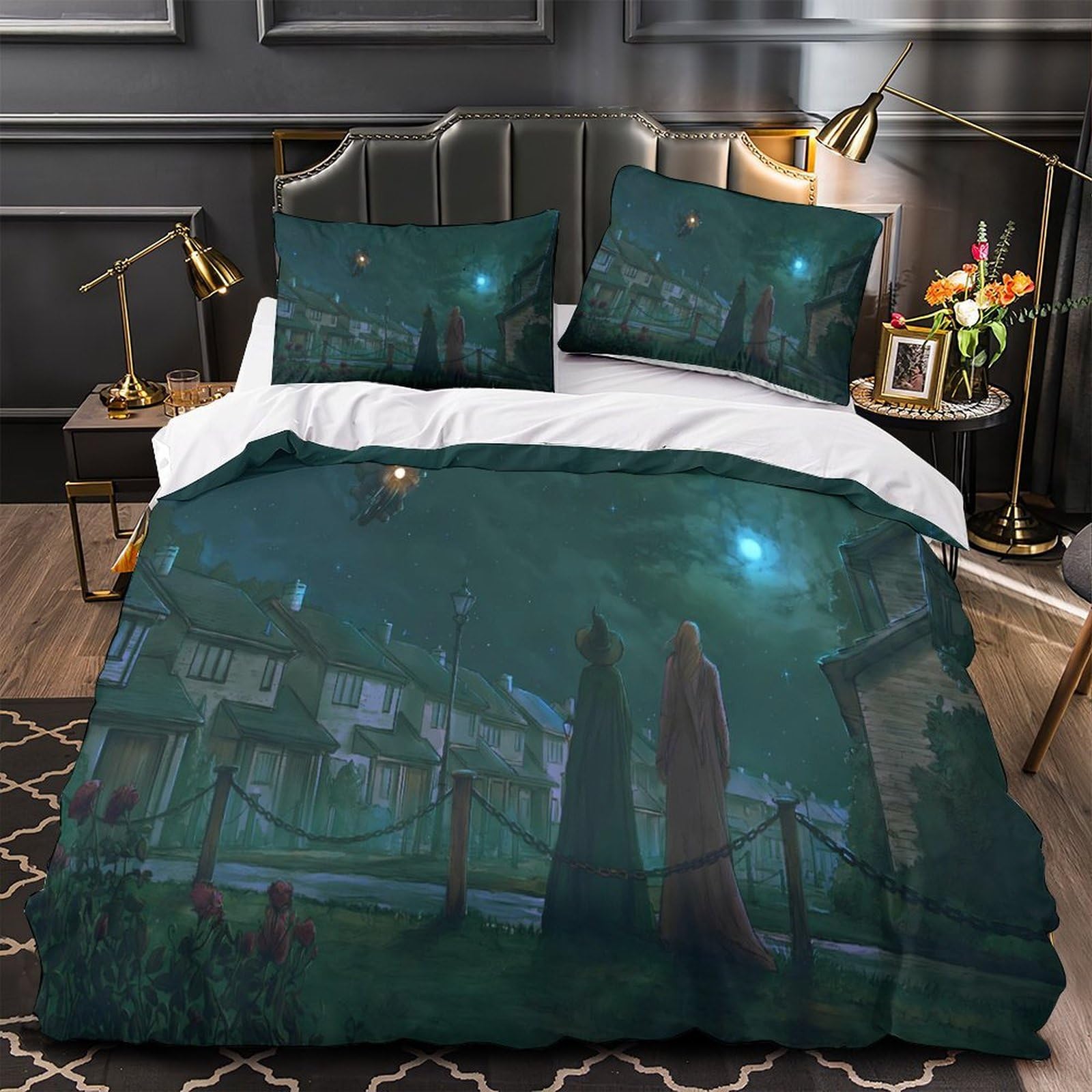 Housse de couette respirante anti-acarien nuit magique parure lit microfibre