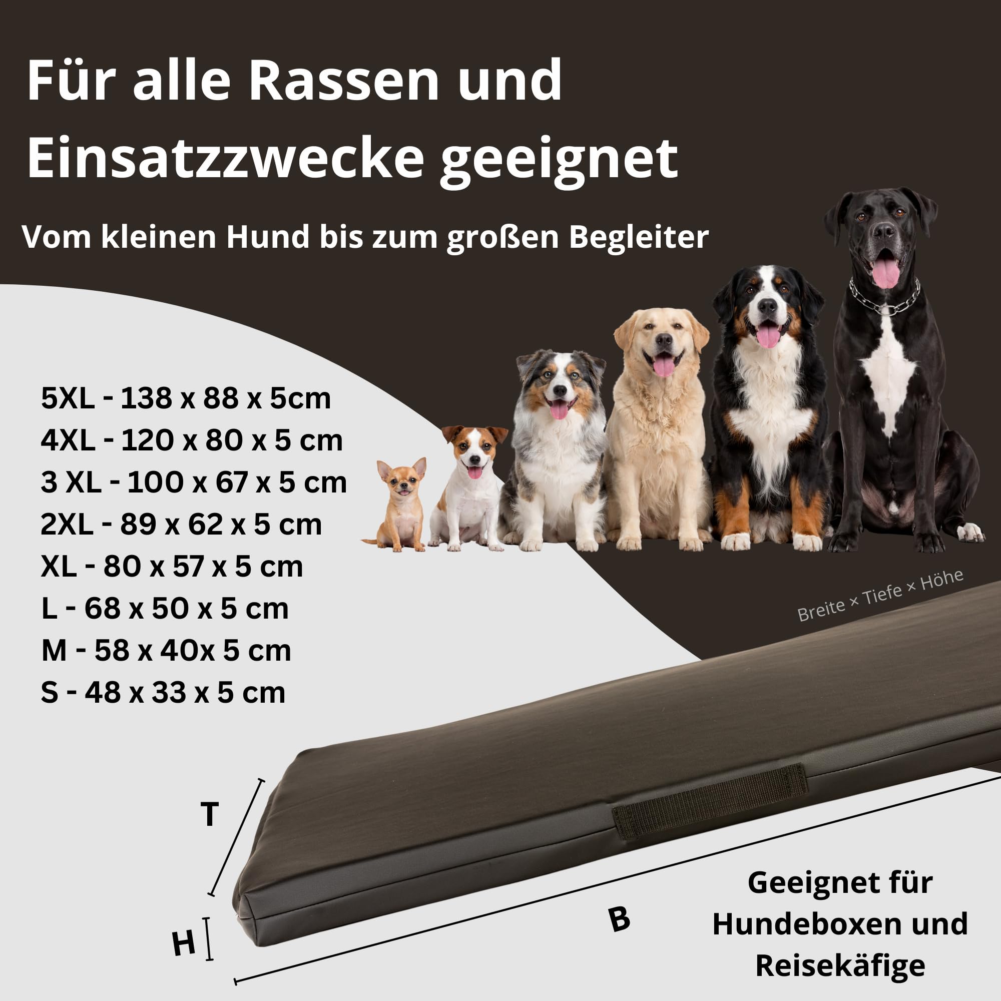 COOL PET Orthopädische Hundematratze, 138 × 88× 5 cm – VISCO-Schaumstoff (Memory-Schaum), strapazierfähiger Bezug aus hochwertigem Kunstleder mit wasserabweisendem PVC-Anstrich, Made in EU, Schwarz