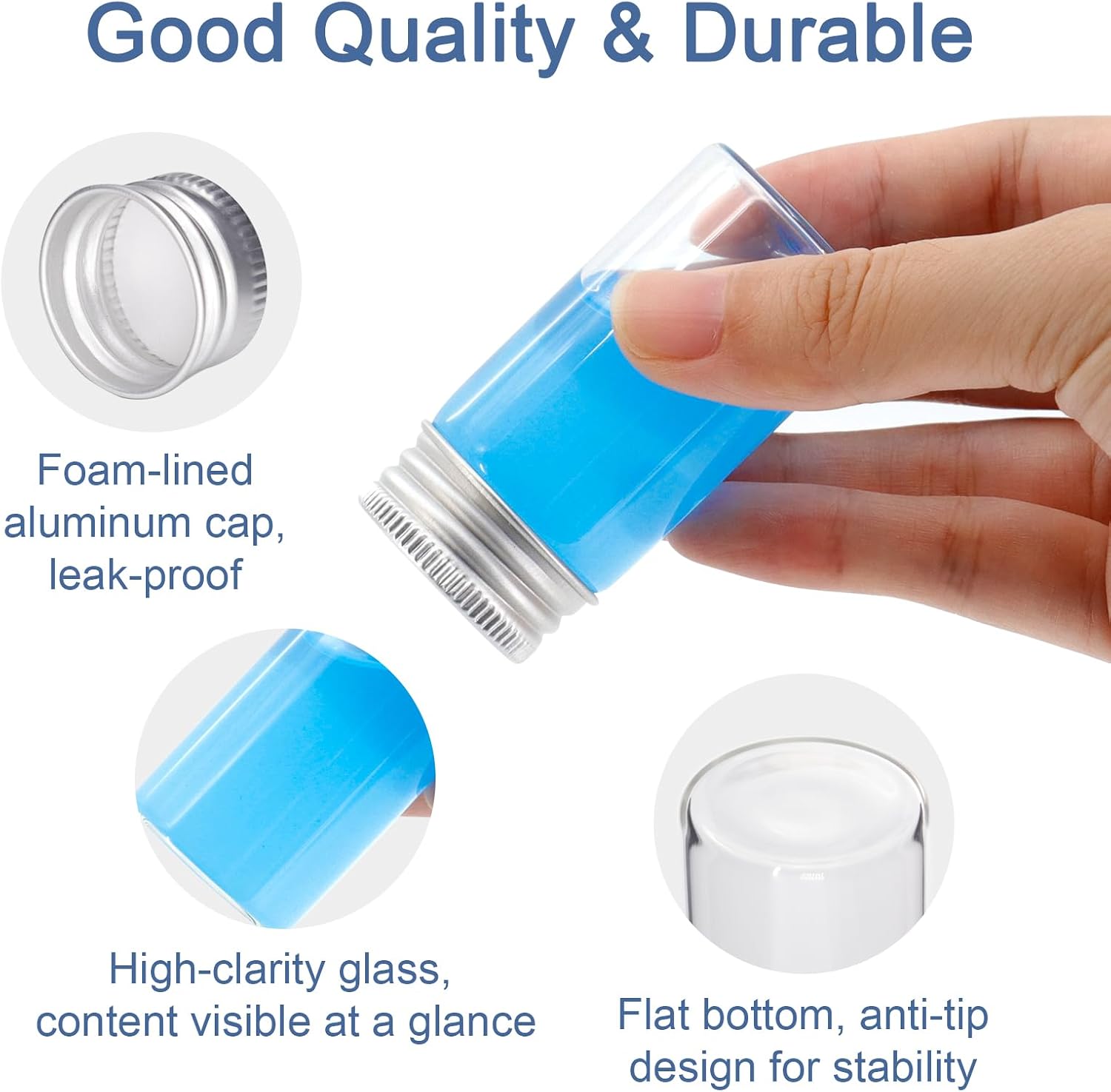 30 Pcs Glass Test Tubes with Screw Caps, 25ml Reusable Transparent Flat Bottomed Container Tubes Empty Clear Glass Sample Test Bottle for Candy Storage Bath Salts Liquids Art Craft (25ml)