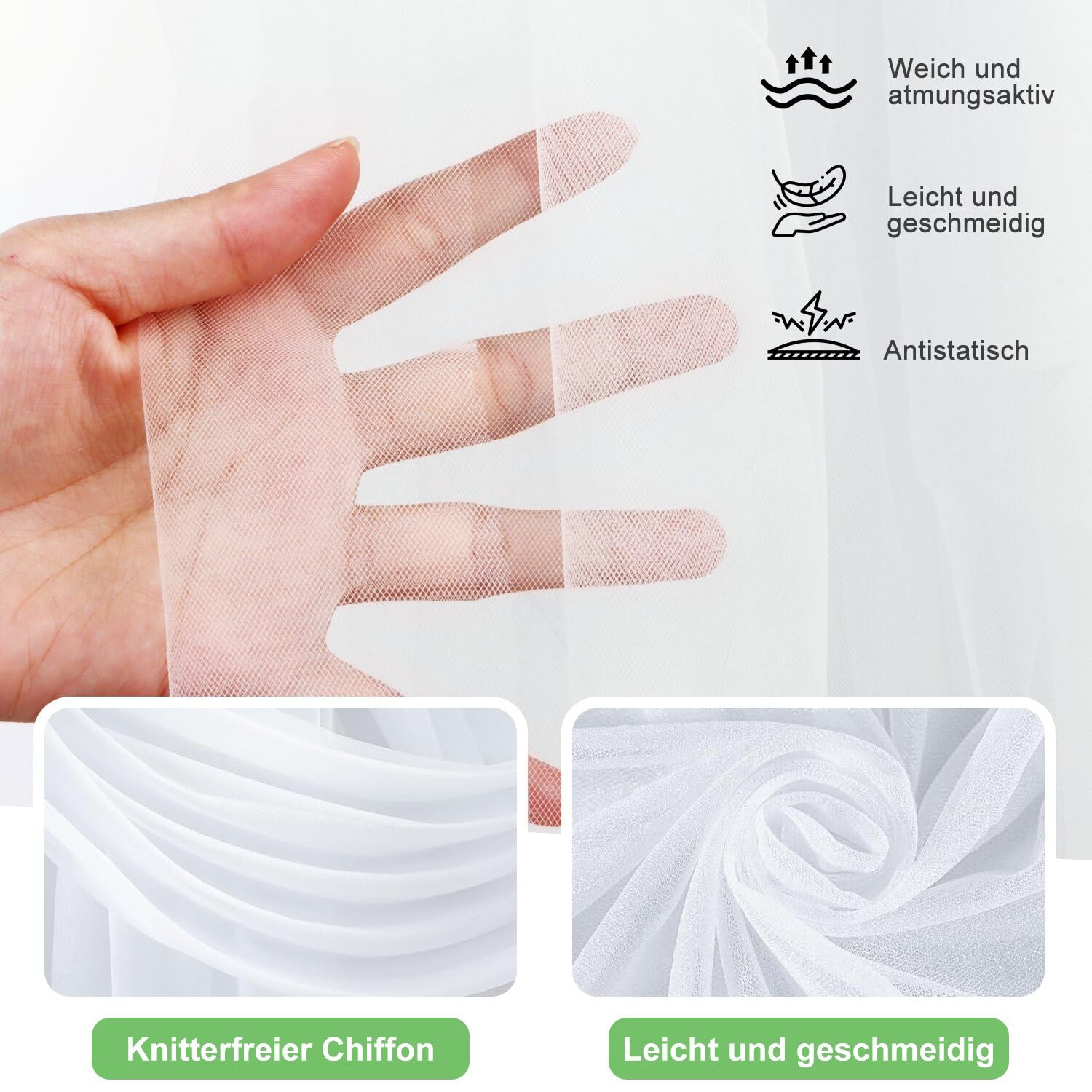 Tenture Mariage Voilage Blanc Arche 75cmx8m Tulle Organza Drapé Décoration Cérémonie
