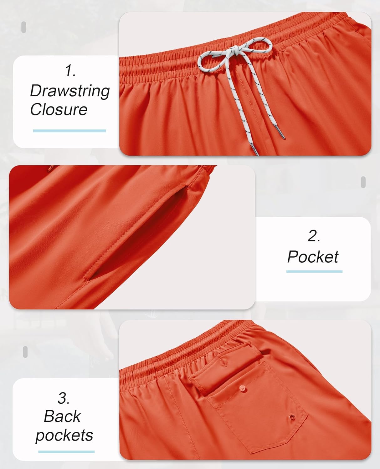 Gleeease 5inch Mens Swim Trunks: 2 in 1 with Compression Liner Lined Soft Stretch Quick Dry Solid Pockets Drawstring Beach