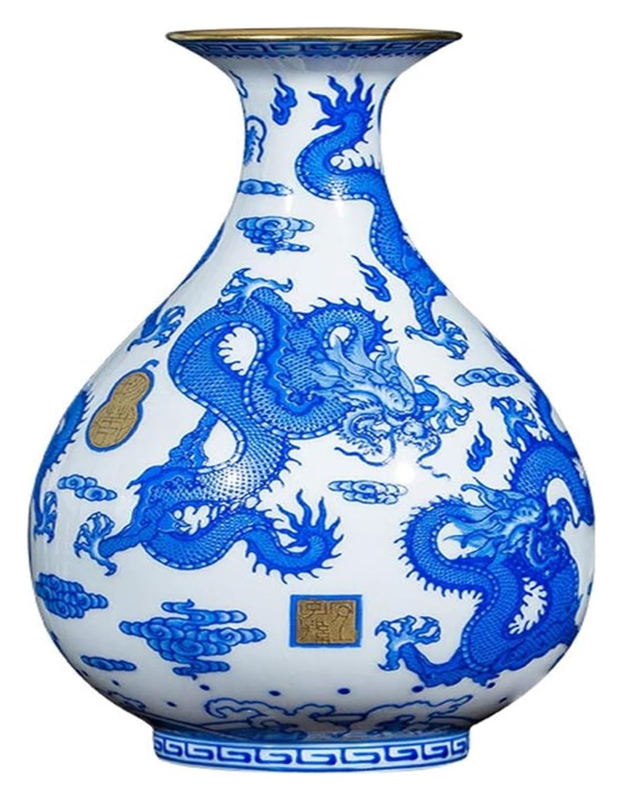 Amazon.co.jp: 花瓶 卓上 花柄 中国青白磁花瓶 陶器花瓶 手作り