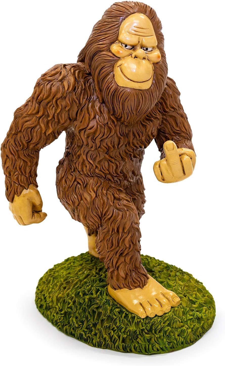 Gorilla Bigfoot with Middle Finger, Lawn Sculpture - Chewbacca Funny Garden Decor, Garden Art Décor, Durable Colorful Indoor & Outdoor Animal Ornament - Patio Novelty Statue - Large 11 Inches Tall