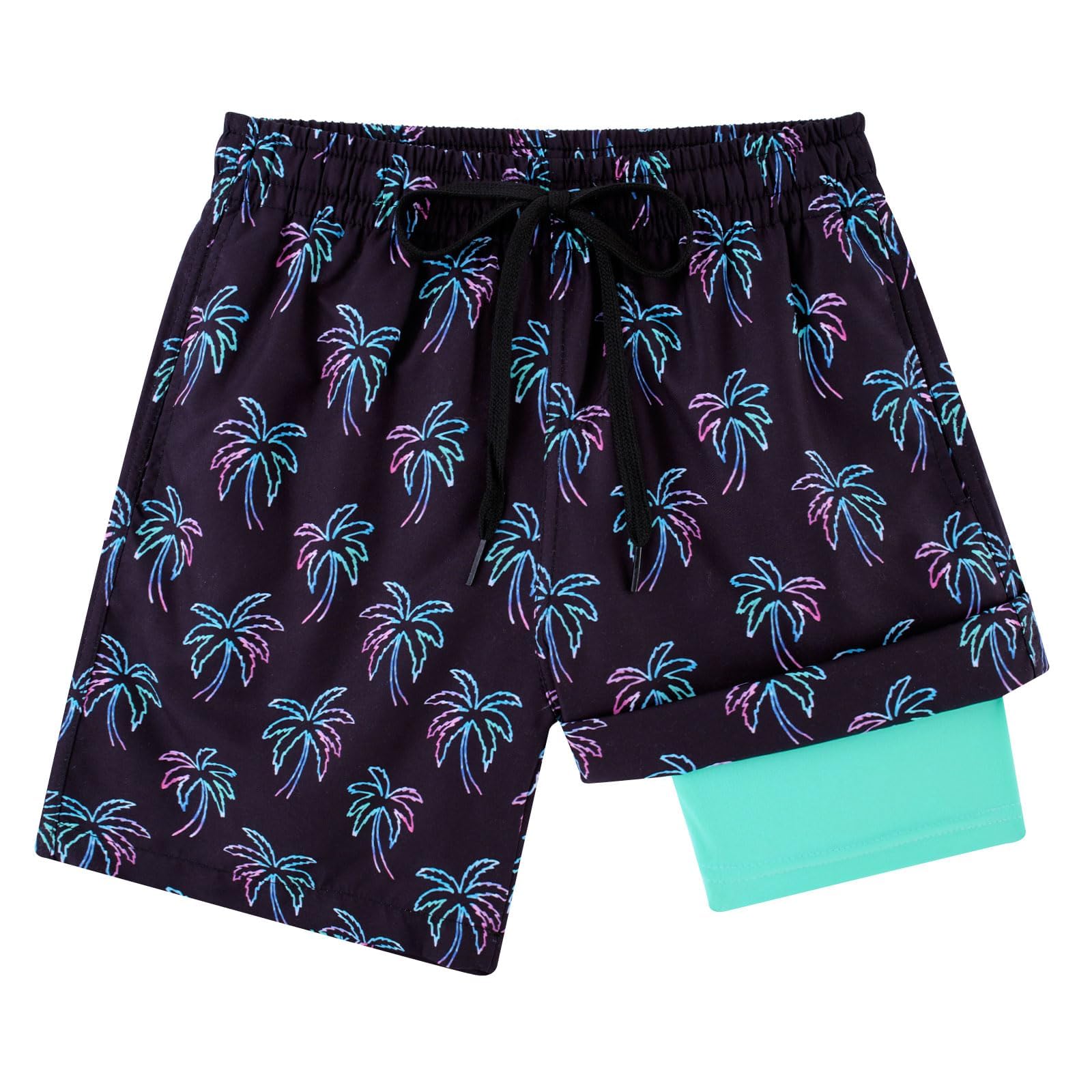 Cozople Boys Swim Trunks with Compression Liner Quick Dry Bathing Suit