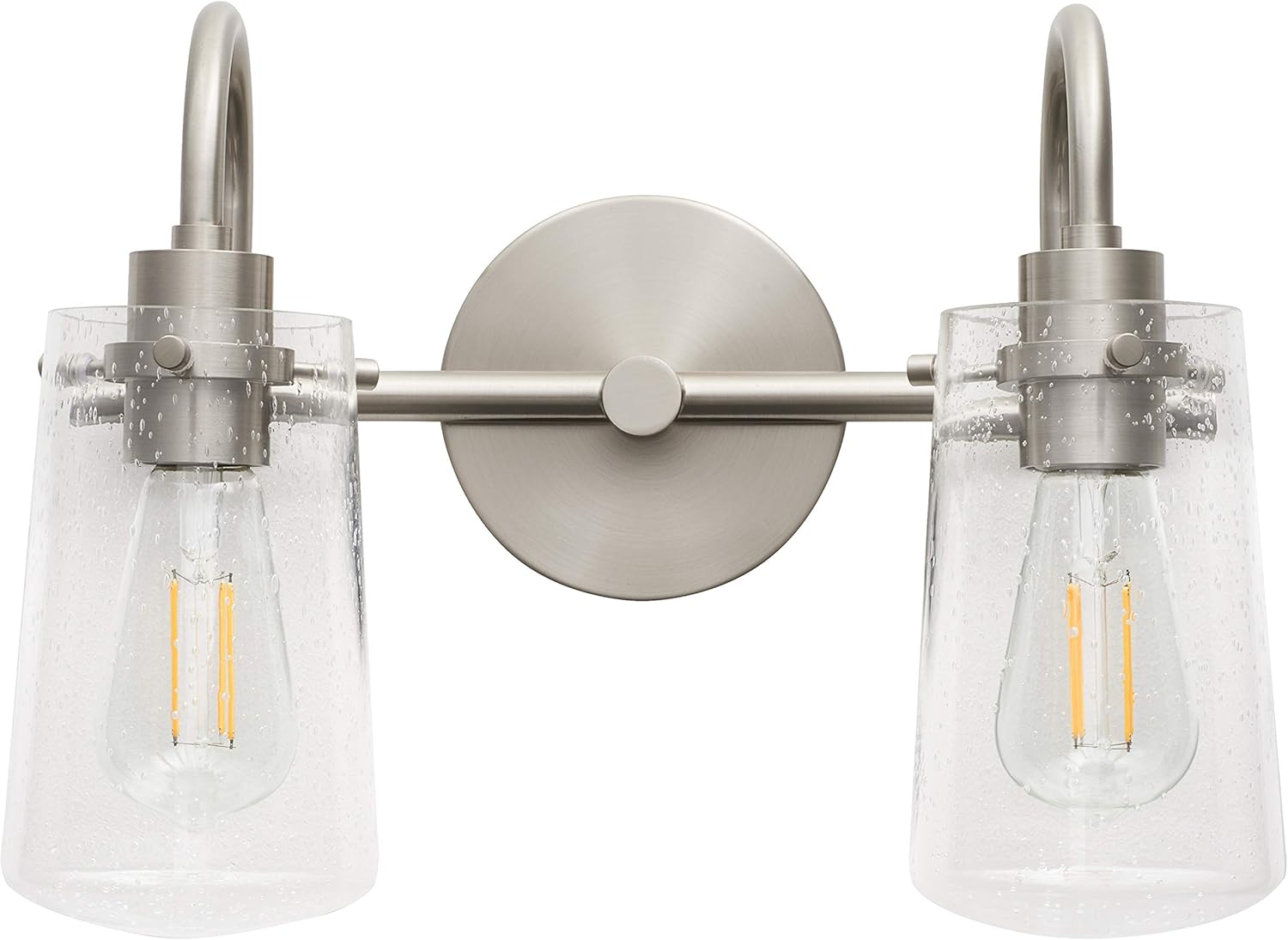 Linea di Liara Avezzana 2 Light Bathroom Vanity Light Brushed Nickel Bathroom Light Fixtures with Clear Glass Shade Modern Vanity Lights for Bathroom Above Mirror, UL Listed