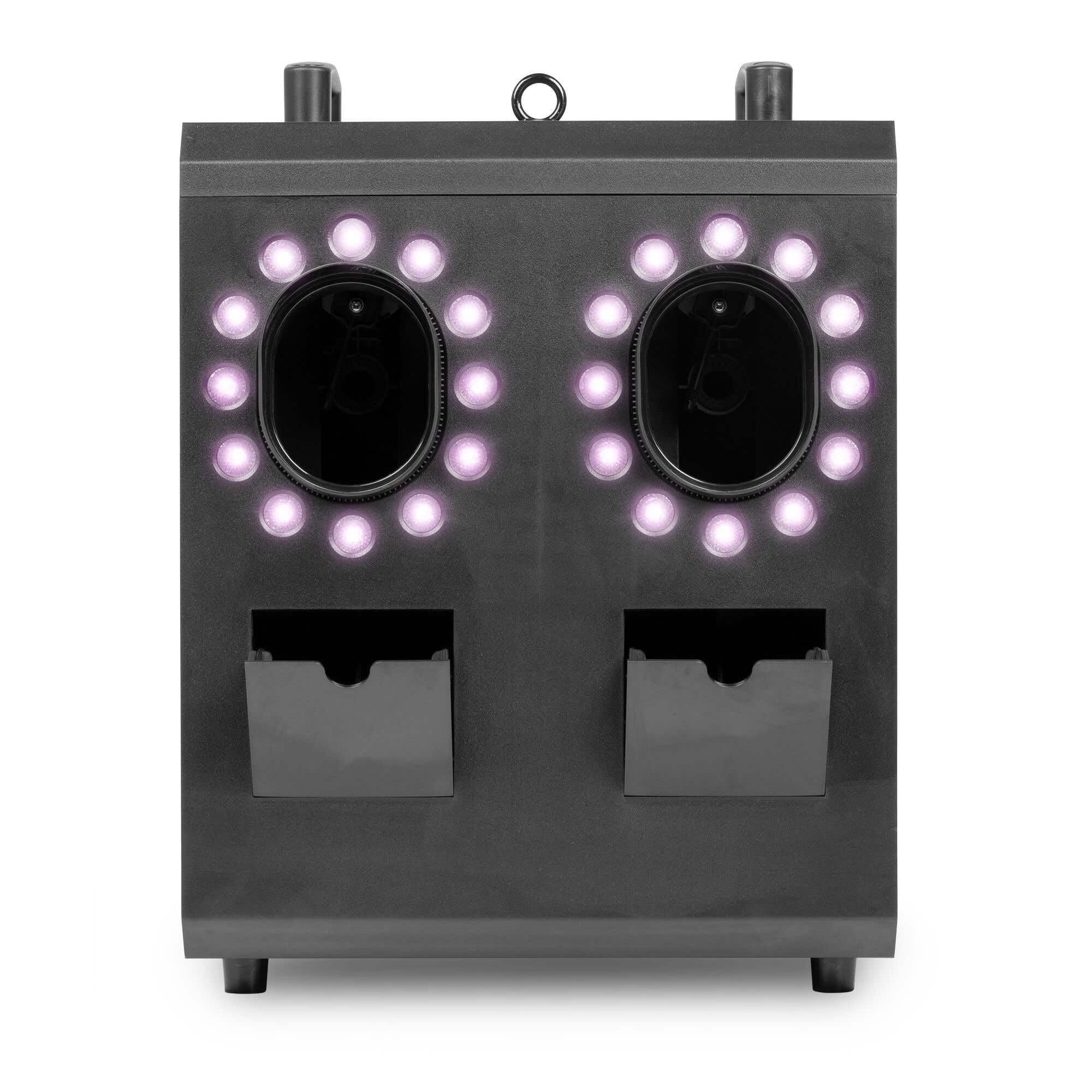 BeamZ Cyclone200 Seifenblasenmaschine mit Nebel & LED – Nebelmaschine mit 24 RGBW LEDs – Smoke Bubble Machine, DMX & Fernbedienung, Seifenblasen Maschine, Nebelmaschine Halloween, Partys & Events