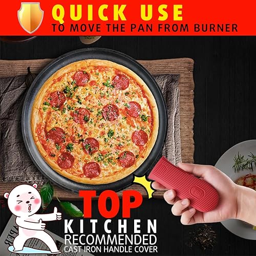 Miniatura 2 de Cbiumpro Funda de mango de hierro fundido, funda de silicona resistente al calor, funda de mango de sartén de hierro fundido resistente al calor,