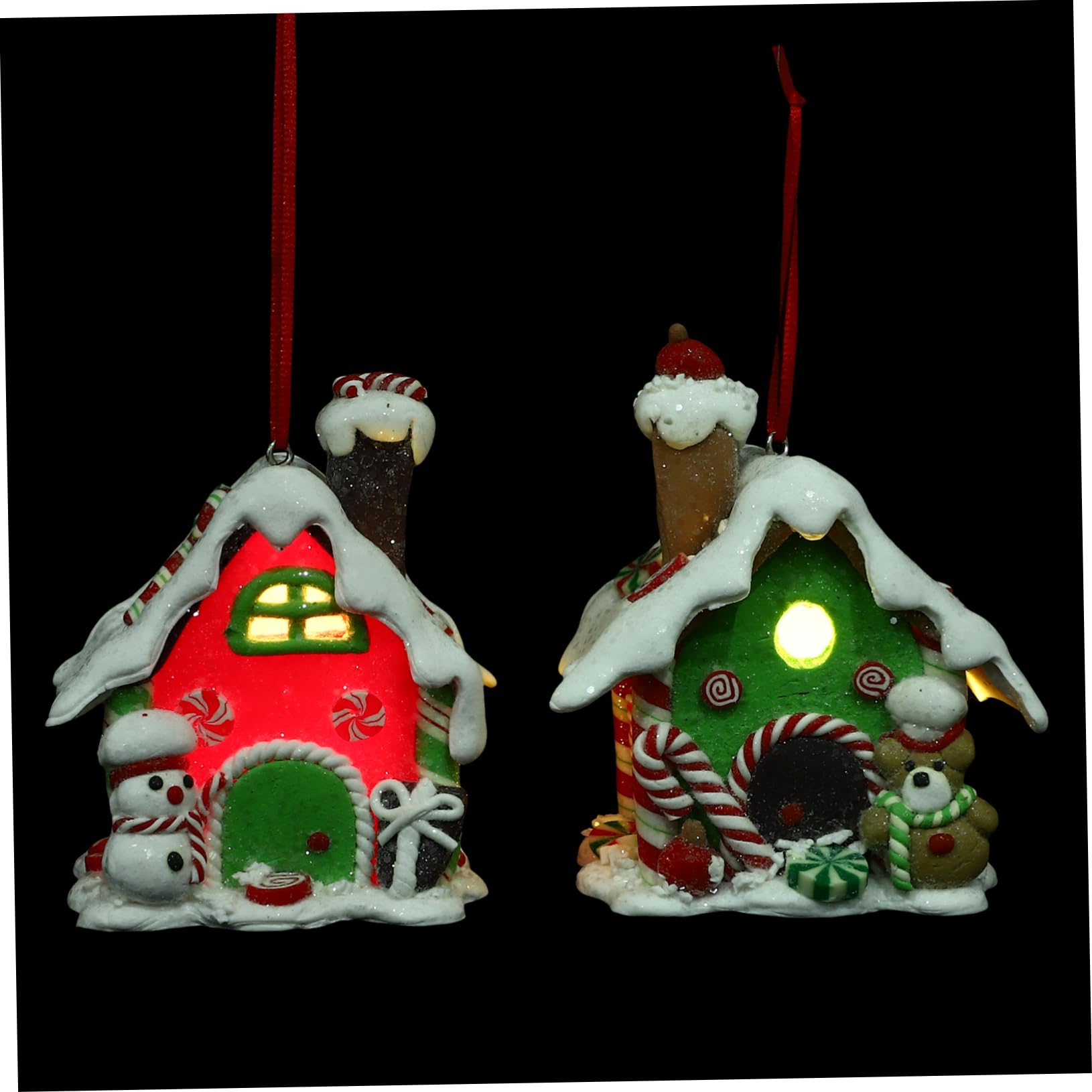 HOOTNEE 2pcs Lighted Decoration Polymer Christmas Ornament Festive for Tabletop Decor Warm for Holiday Celebrations