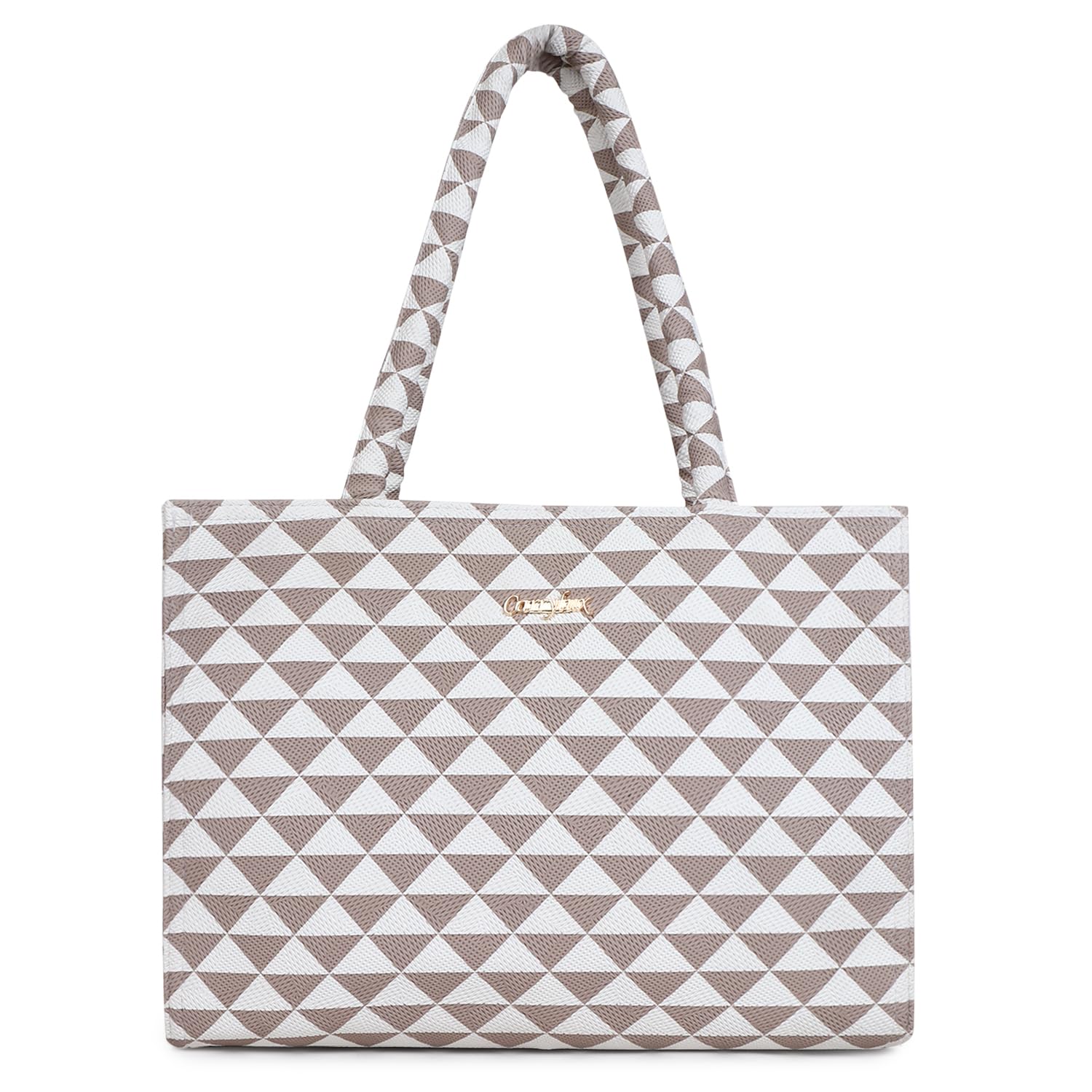 CarryluxSpacious Tote Handbag Shoulder Bag For Women With Embossed Geometric Print