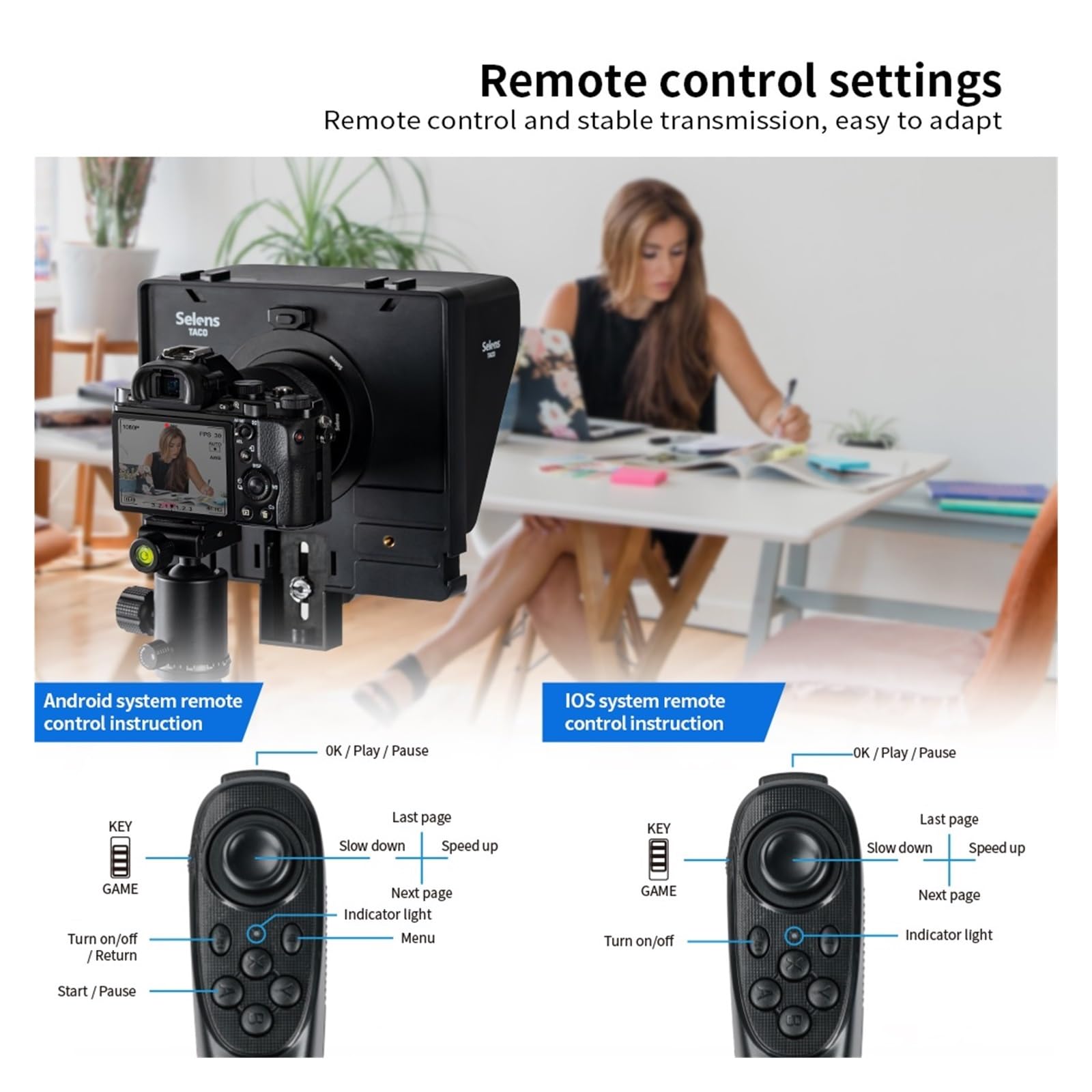 Teleprompter, T13 Smartphone/Kamera-Aufnahme-Streaming-Unterstützung for horizontale vertikale Aufnahmen, Online-Lehre Live-Streaming