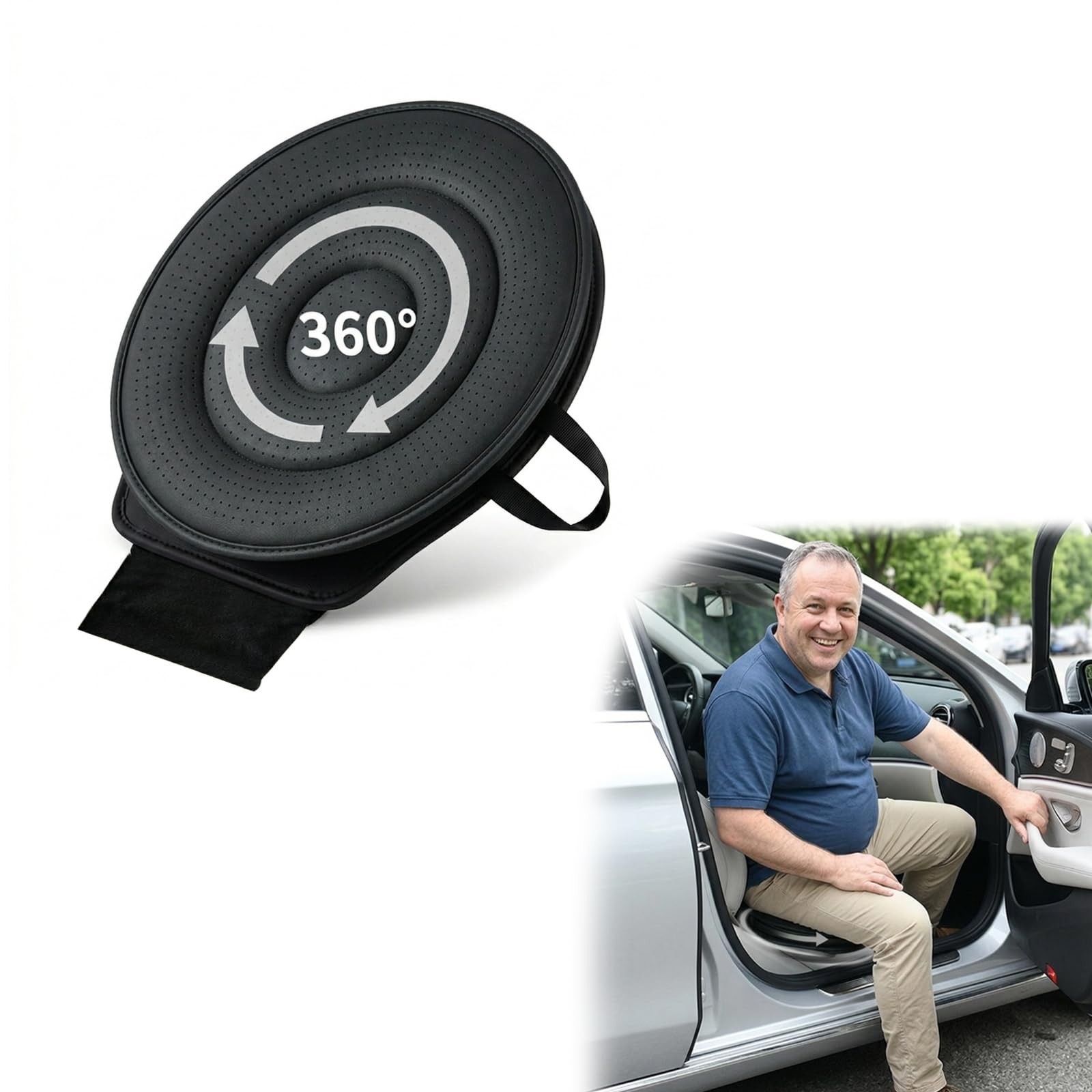 Coussin de siège pivotant 360 avec assise ergonomique et base antidérapante