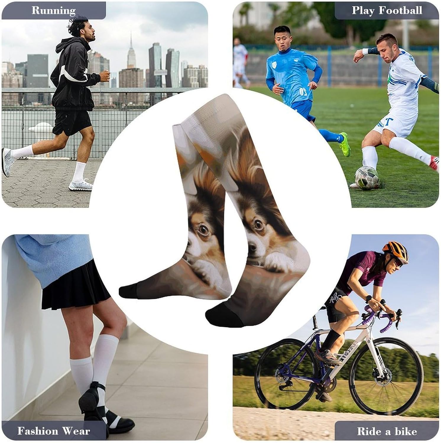 Papillon Lying on Tummy Socks Soccer Sock Hockey Sock Basketball Socks Baseball,Softball,Volleyball,Lacrosse,Soccer for Men, Women,Team Sports It's The Best Gift for Her