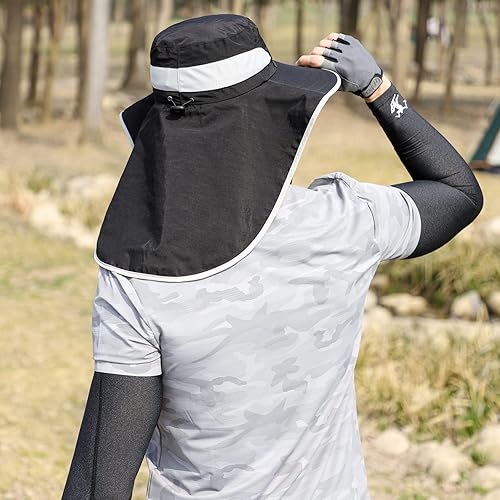 Miniatura 6 de HUAMULAN Sombrero de sol de ala grande para mujer con solapa para el cuello, sombrero de secado rápido para senderismo, pesca, safari, UPF 50+