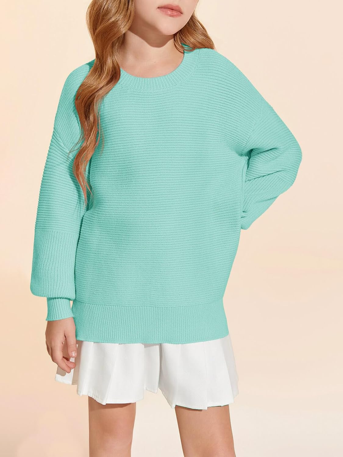 Haloumoning Girls Sweaters Long Sleeve Crewneck Pullover Jumper Cute Winter Knit Blouse Tops 7-14 Years - Image 2