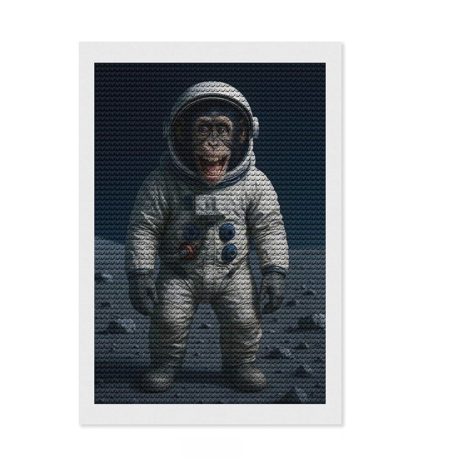 Junmoney Chimpanzee Astronaut on The Moon Diamond Art Kit 8"x12", Boho Decor, Relaxing DIY, Christmas Gift, Relaxing Handmade Project, Festive Home Decor