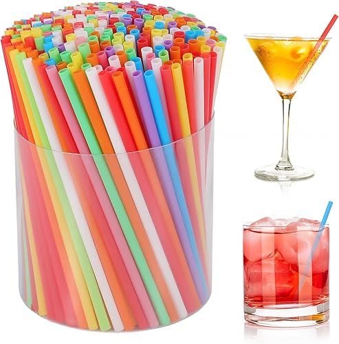 1000 piezas Pajitas cortas desechables coloridas para cóctel, 5 pulgadas de largo, 0.16 pulgadas de diámetro, para café y cóctel, pajitas de